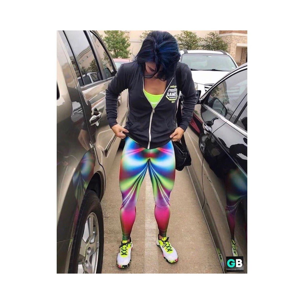 Womens Workout Yoga Psychedelic Neon Leggings Blue/Green/Purple | Gearbunch.com
