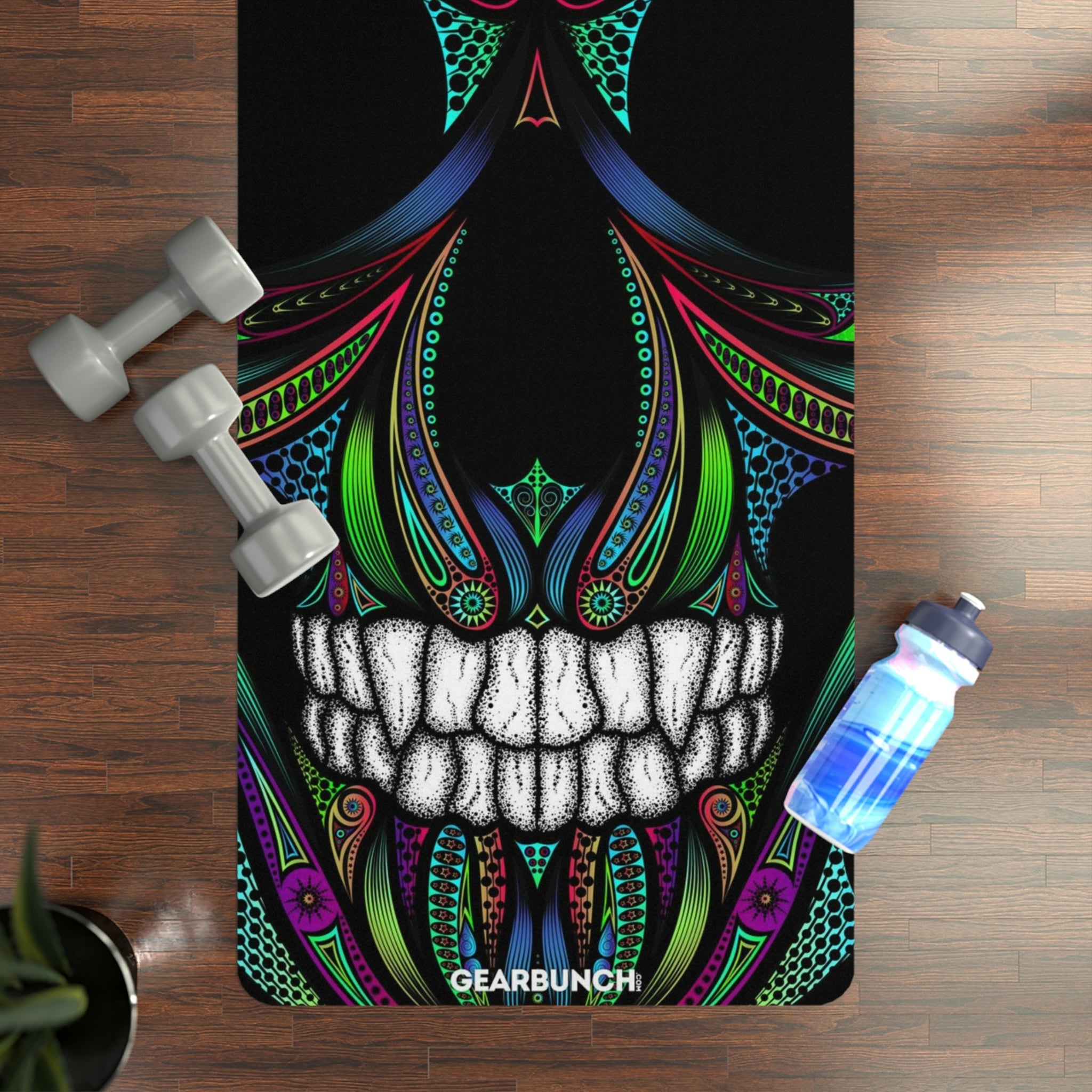 GearBunch Ornamental Colorful Neon Skull Yoga Mat