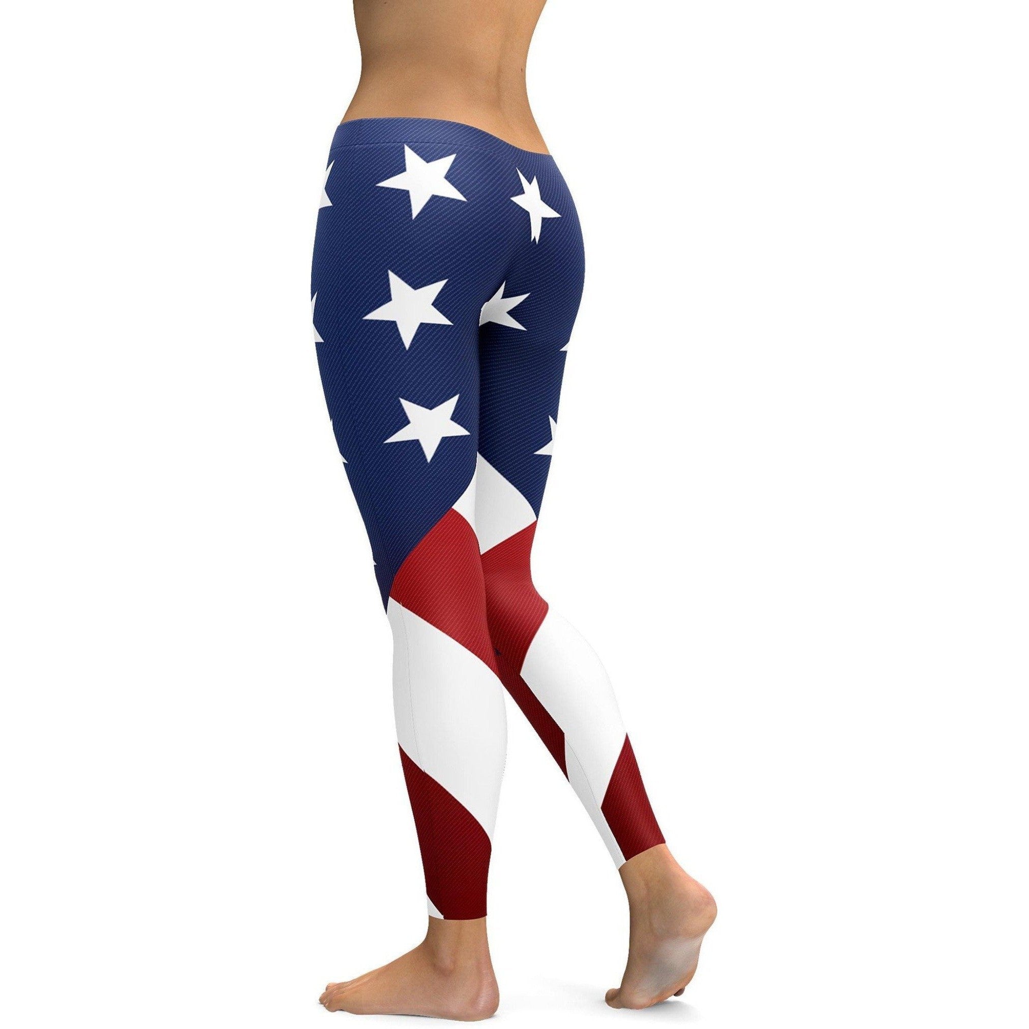Womens Workout Yoga American Flag Leggings Red/Blue/White | Gearbunch.com