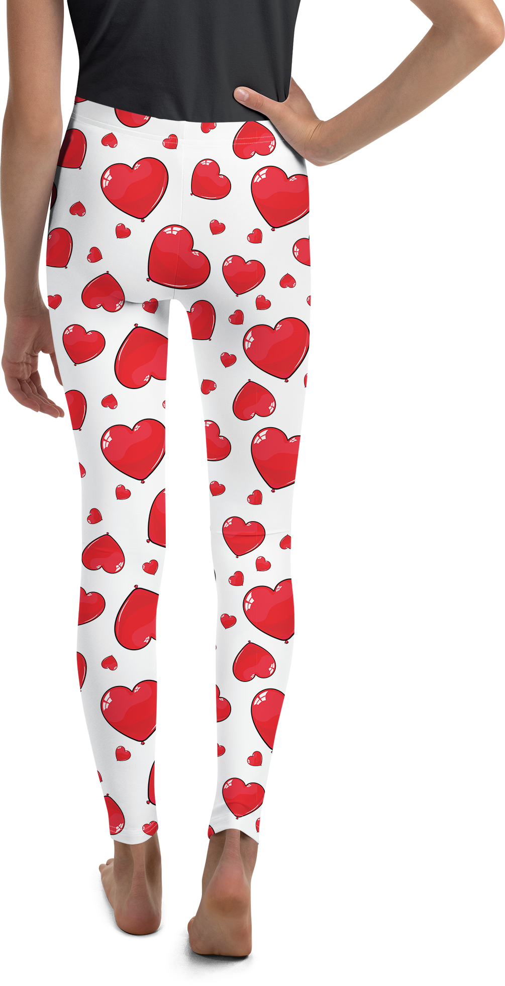 Red Heart Shaped Balloons Youth Leggings - Gearbunch