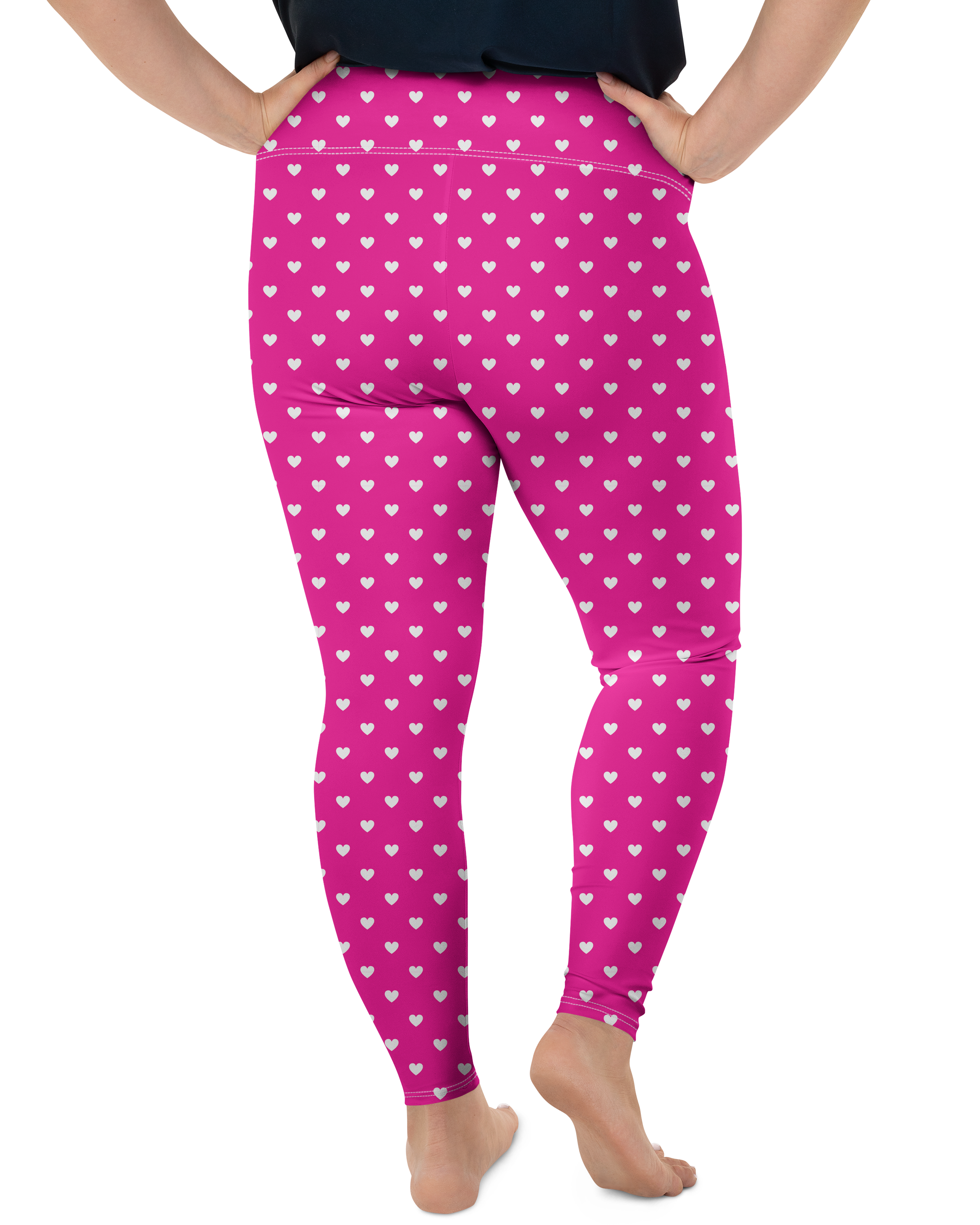White Mini Hearts Pink Plus Size Leggings | GearBunch
