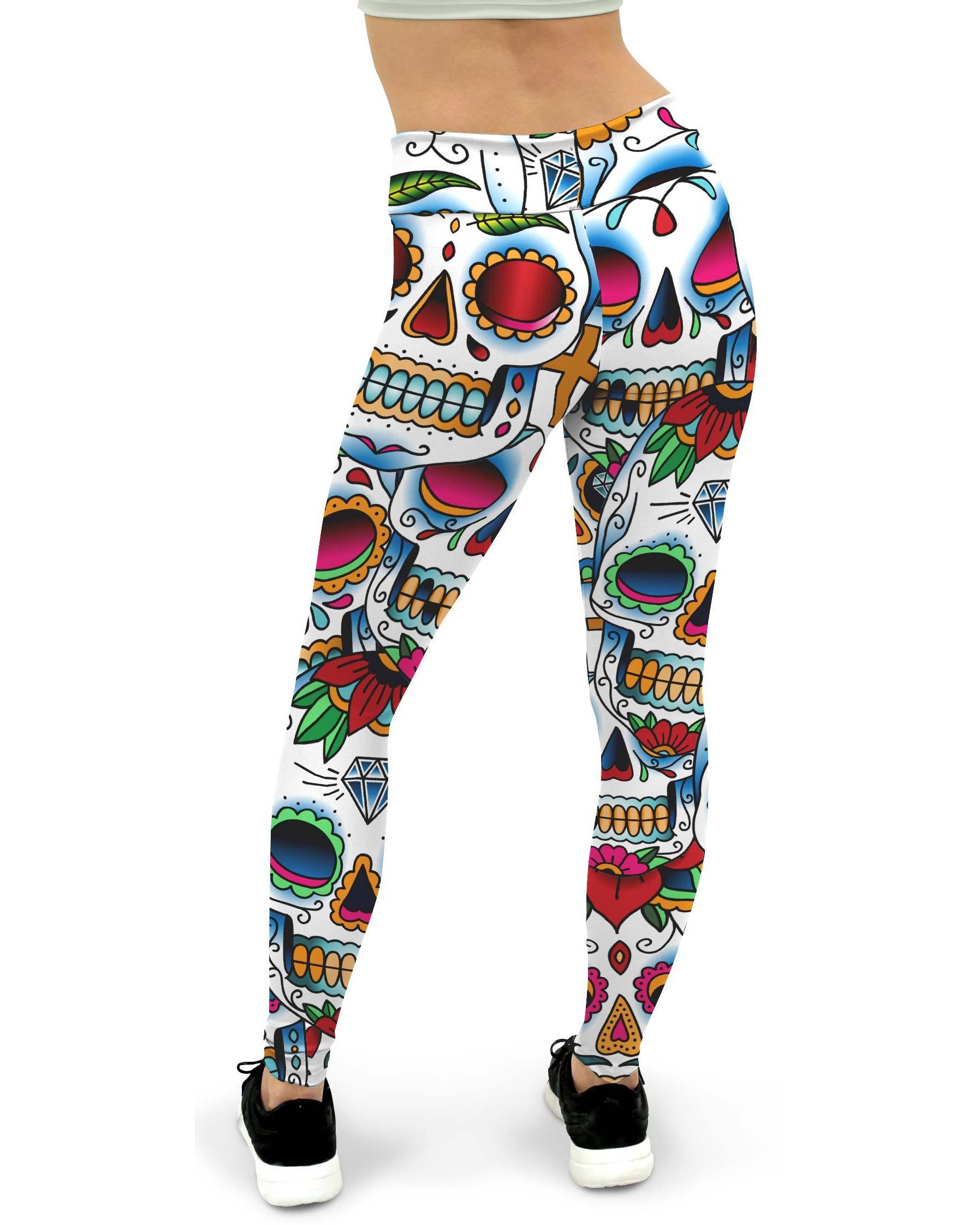 Colorful Dead Sugar Skull Womens Yoga Pants GearBunch