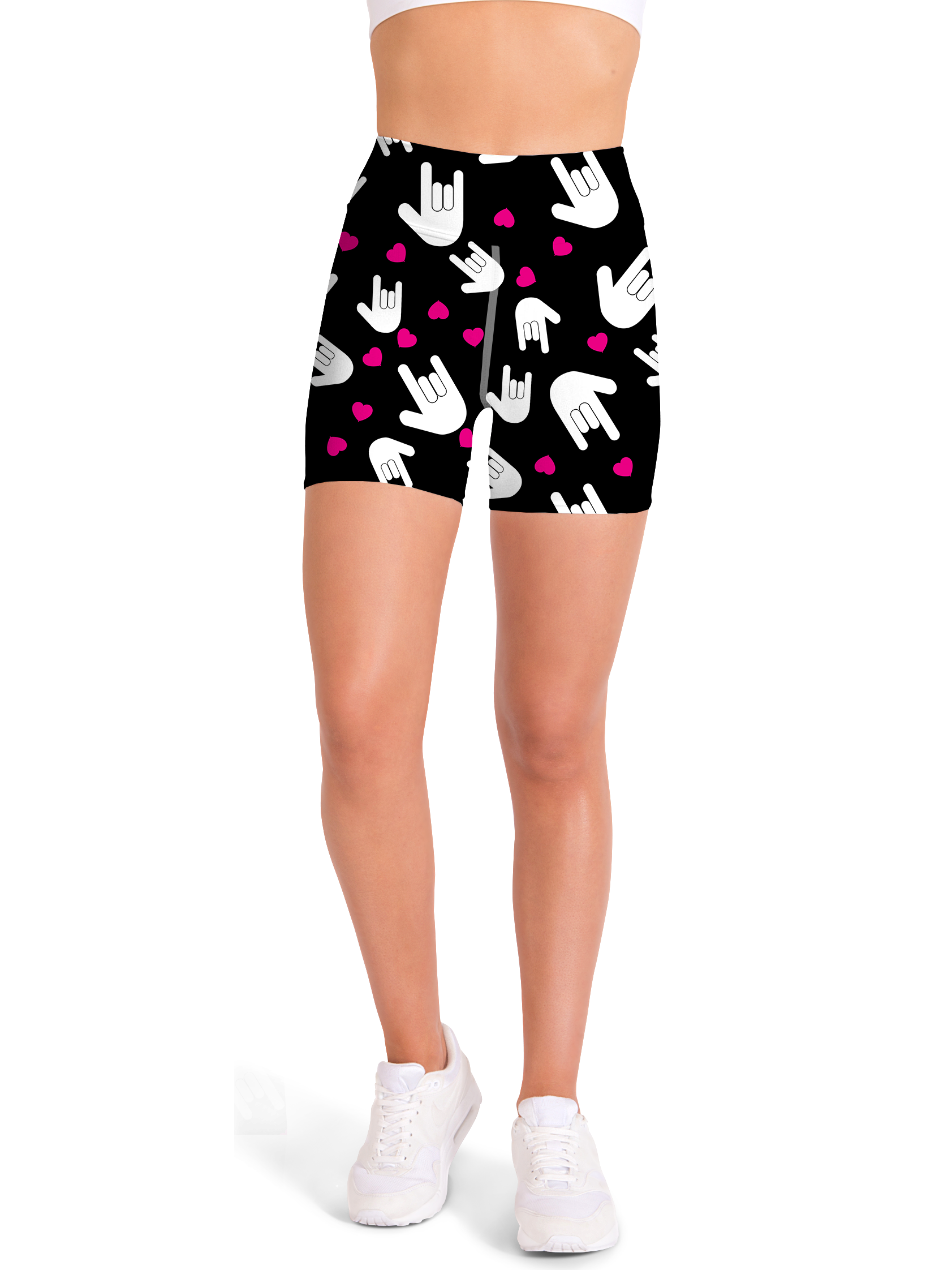 Sign Language I Love You Yoga Shorts - Gearbunch