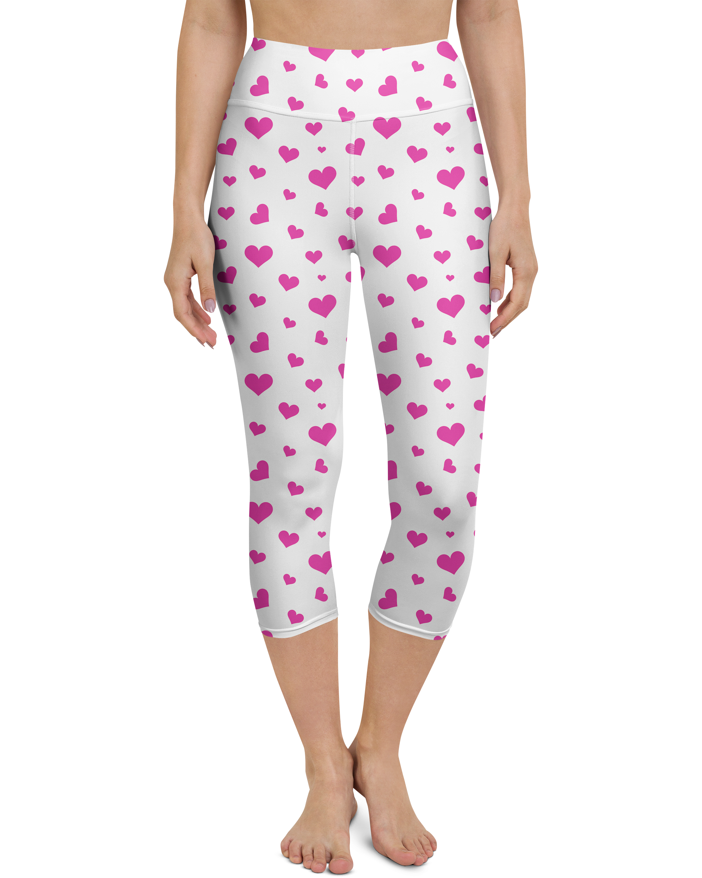 Pink Hearts Yoga Capris - Gearbunch