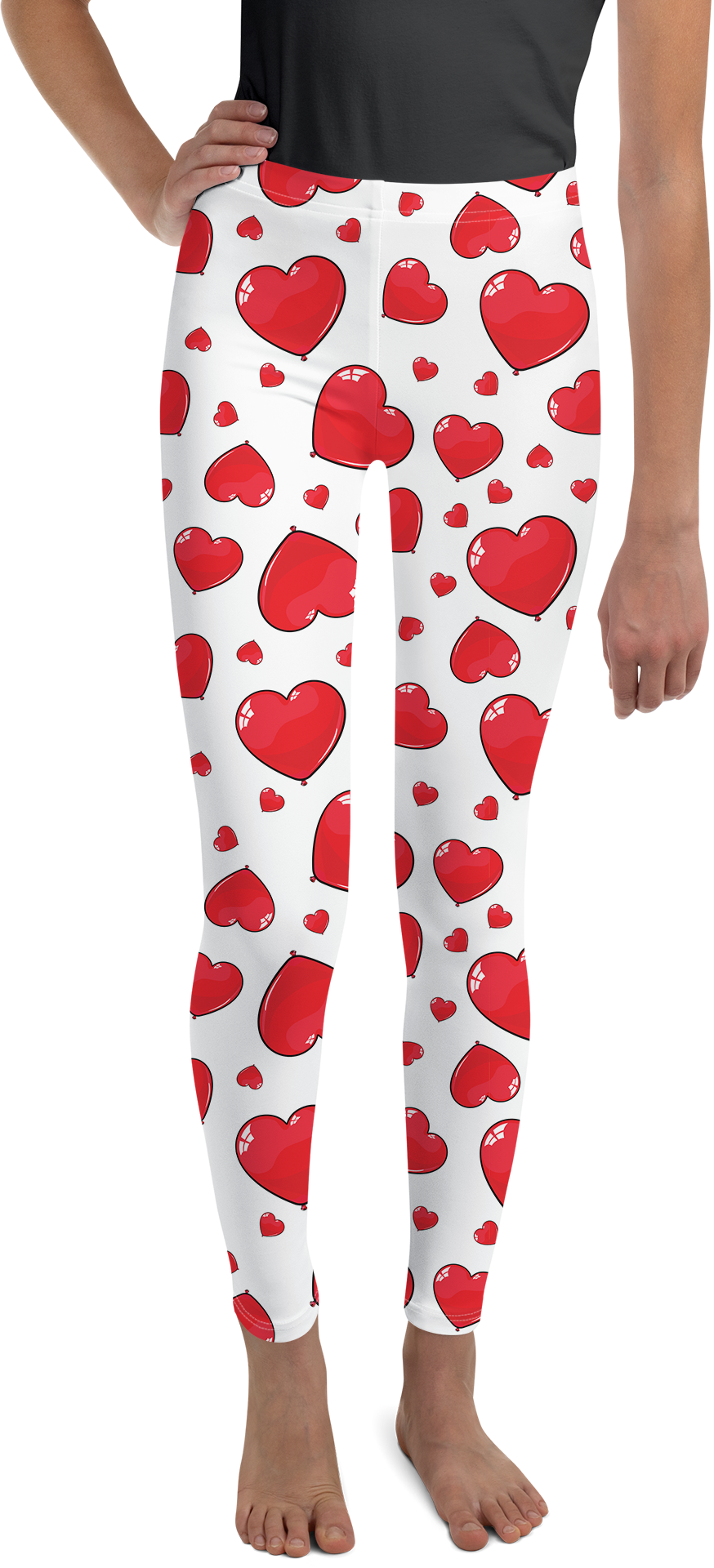 Red Heart Shaped Balloons Youth Leggings - Gearbunch
