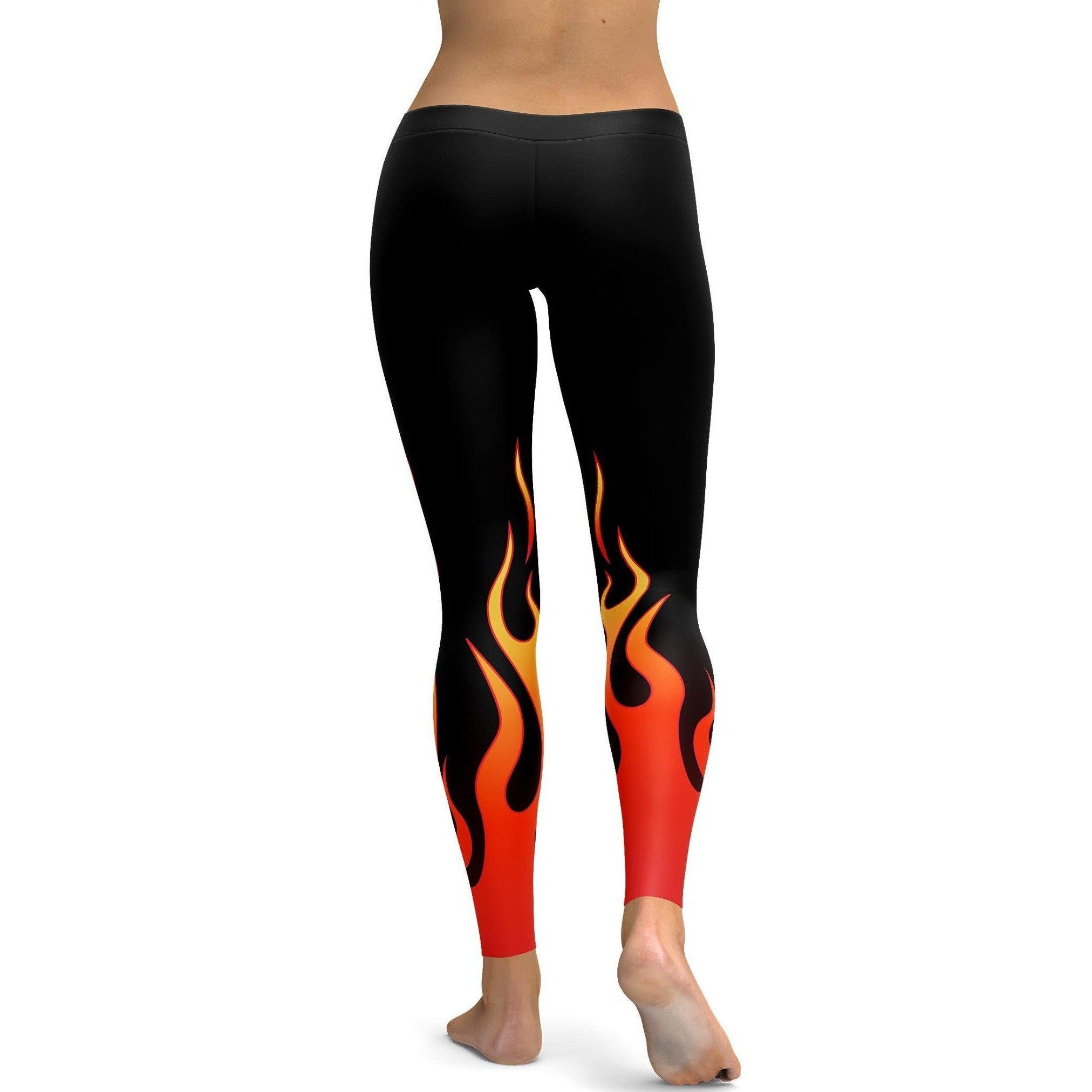 Womens Workout Yoga Flame Leggings Orange/Black/Yellow | Gearbunch.com