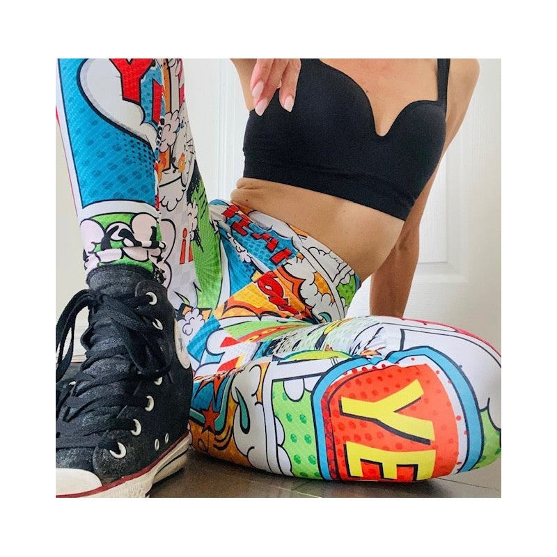Womens Workout Yoga Comic Book Super Hero Leggings Red/White/Yellow/Green | Gearbunch.com