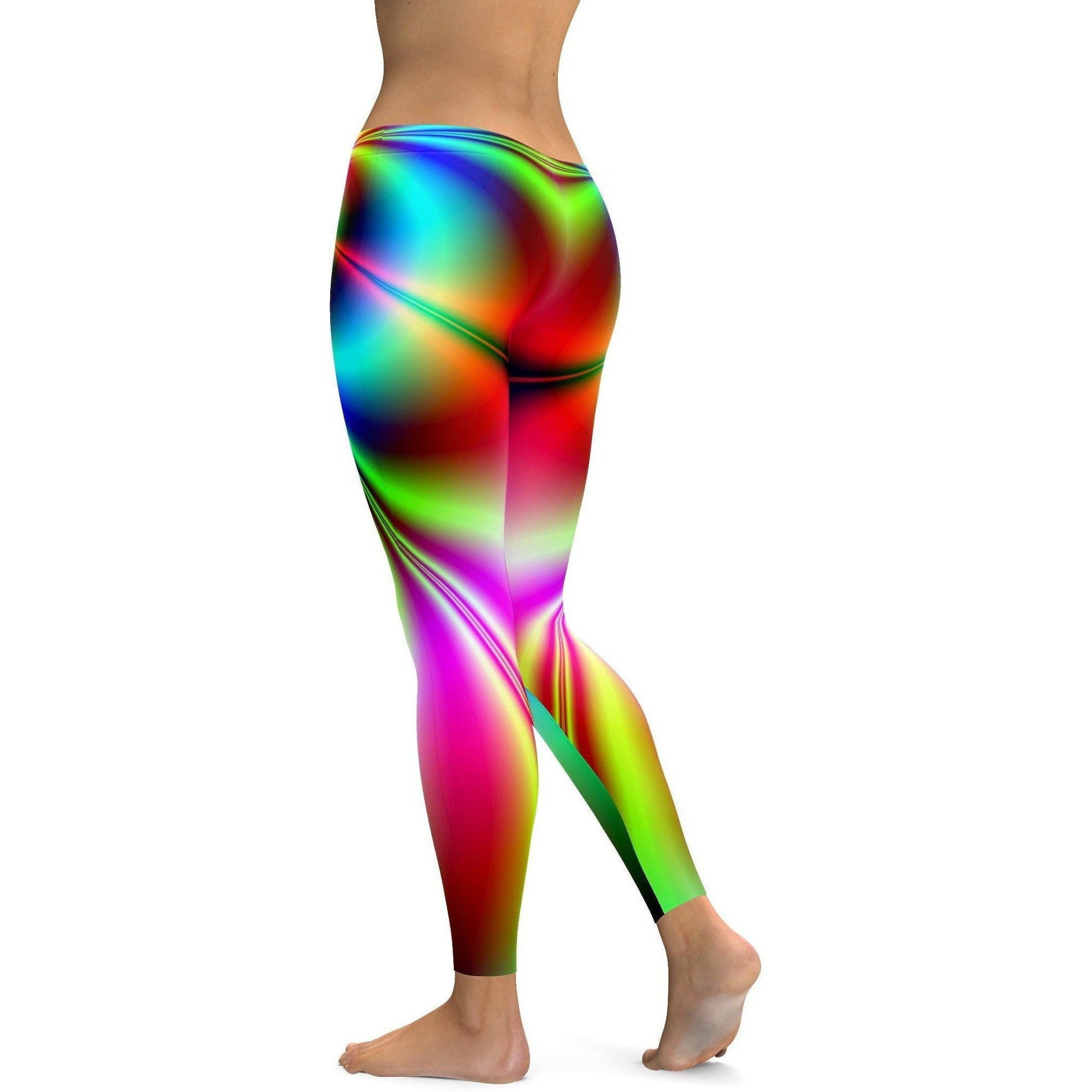 Womens Workout Yoga Psychedelic Neon Leggings Blue/Green/Purple | Gearbunch.com
