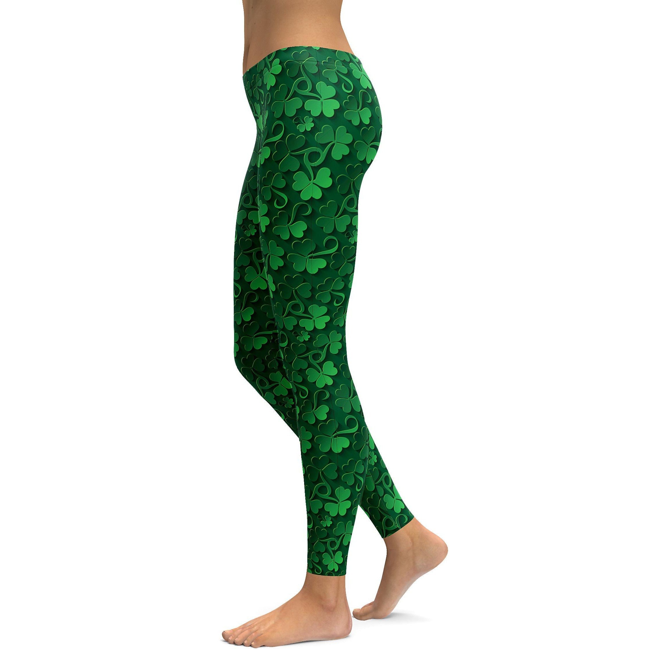 Irish 3D Shamrocks Leggings | GearBunch