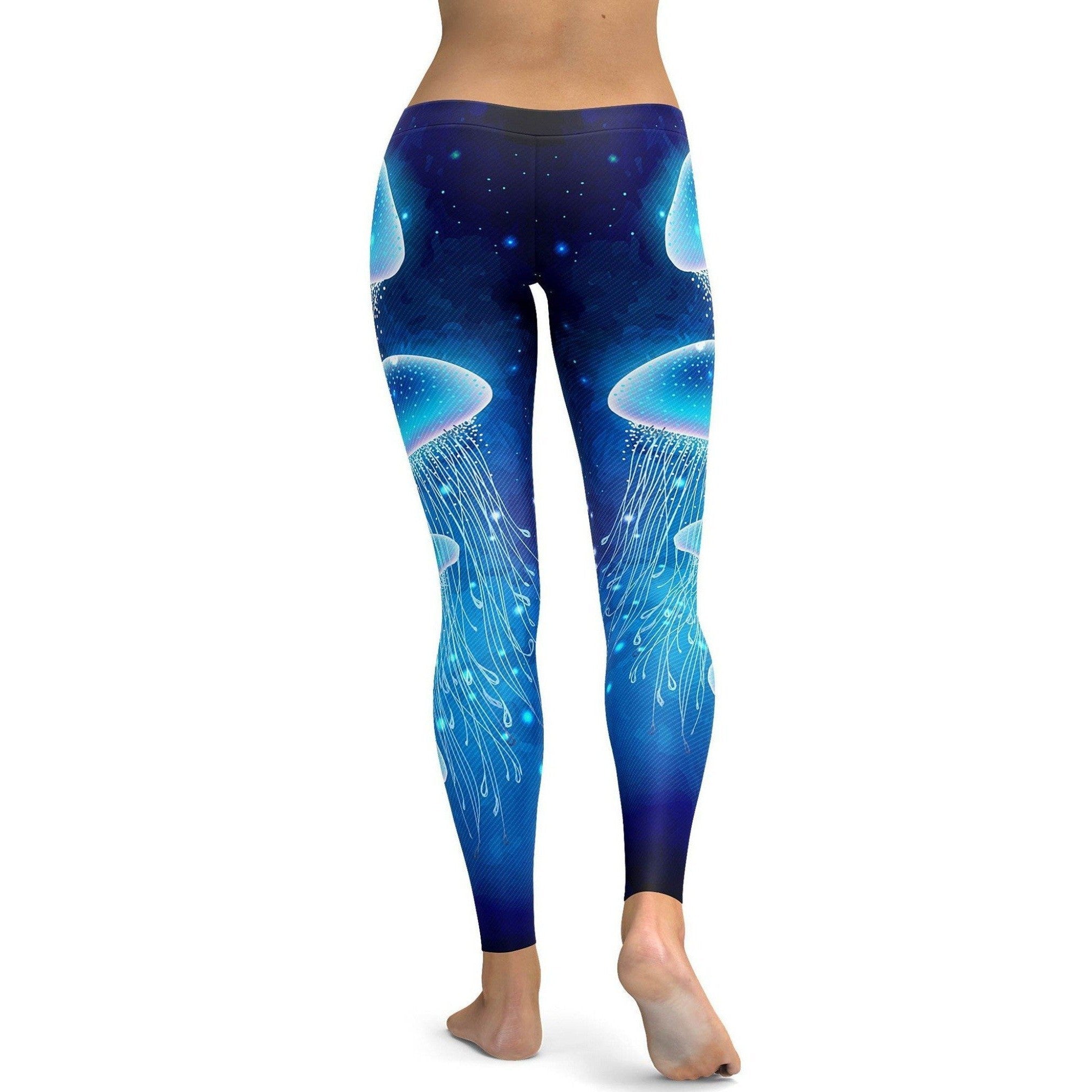Womens Activewear Jellyfish Scuba Blue Print Leggings