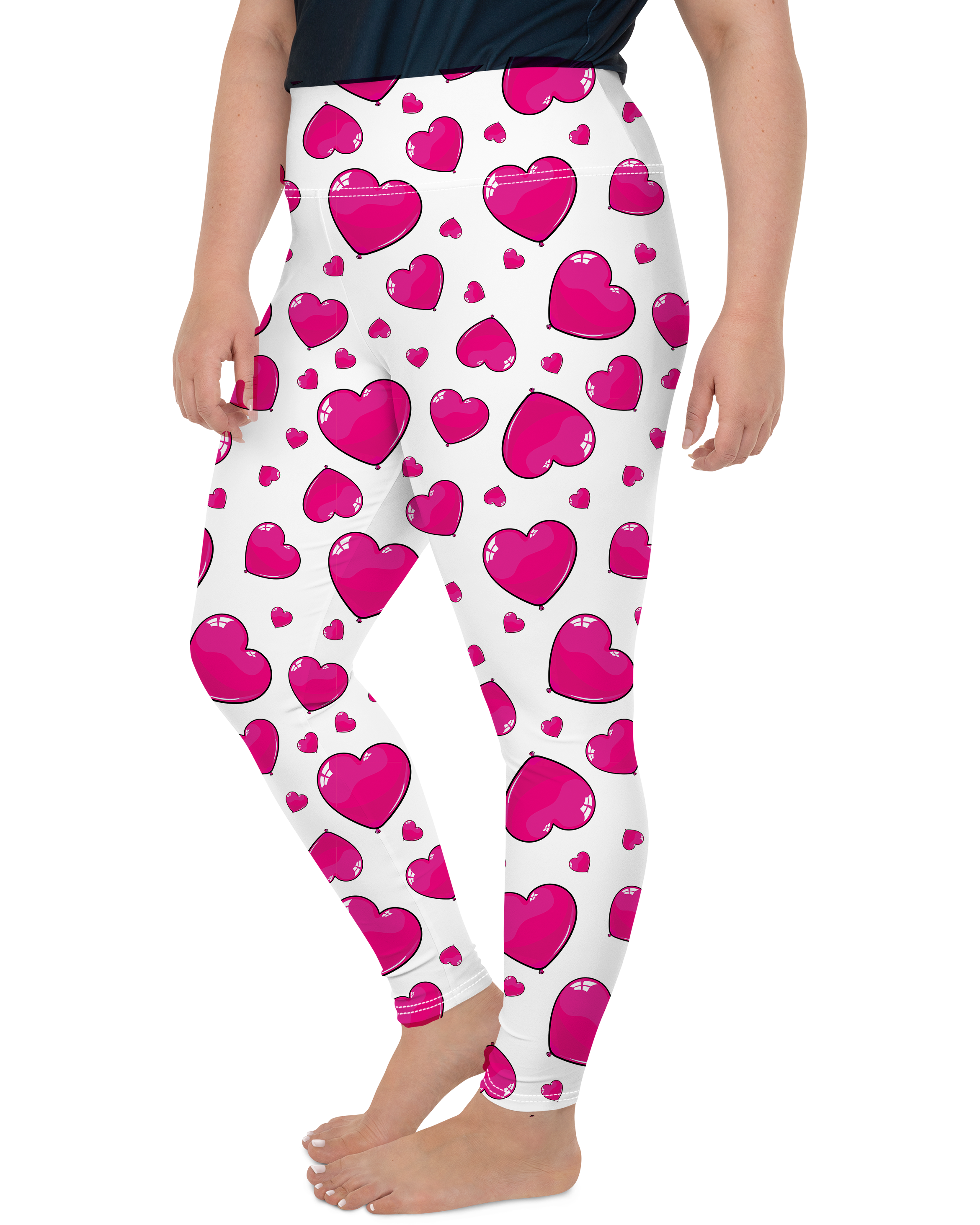Pink Heart Shaped Balloon Plus Size Leggings - Gearbunch