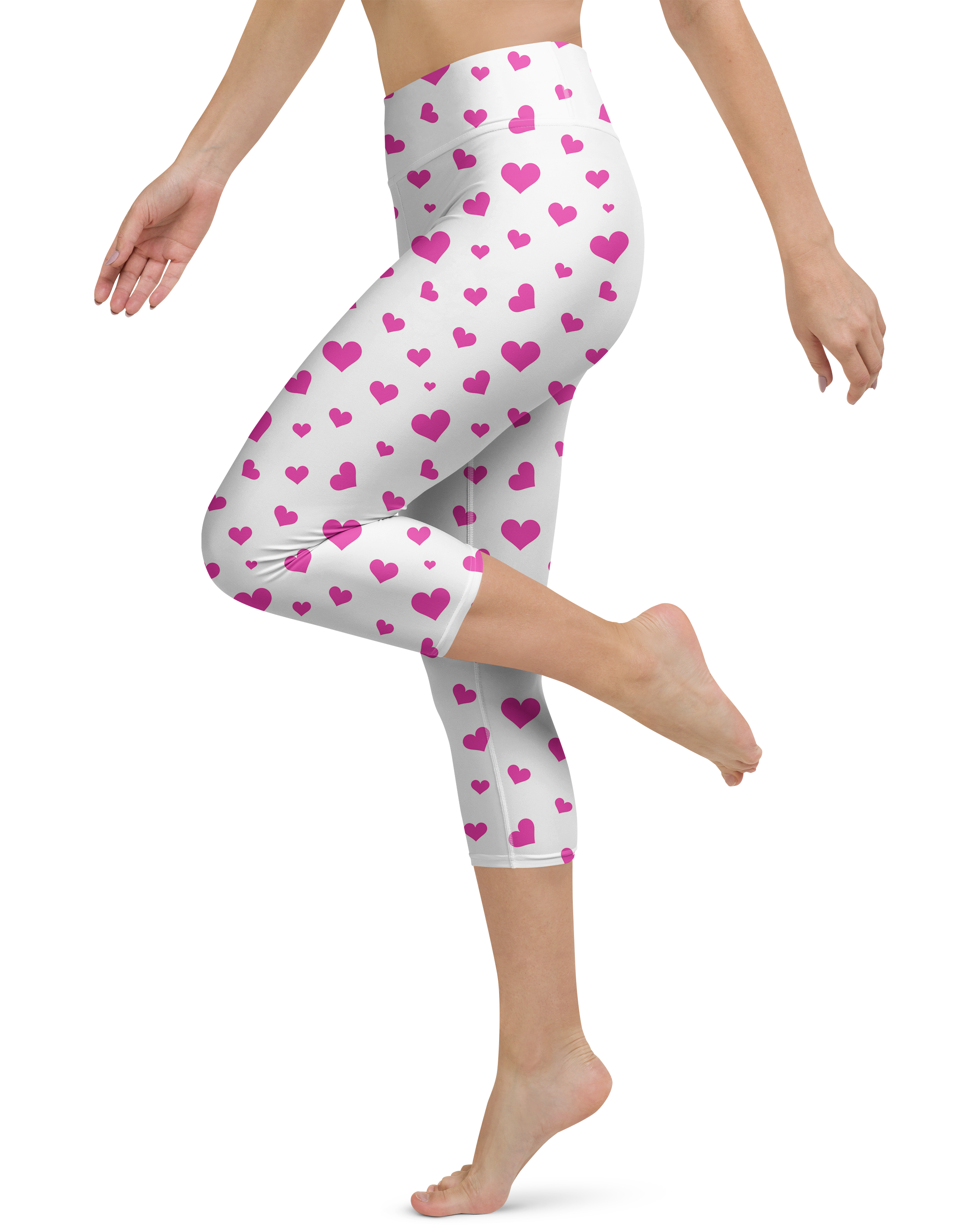 Pink Hearts Yoga Capris - Gearbunch