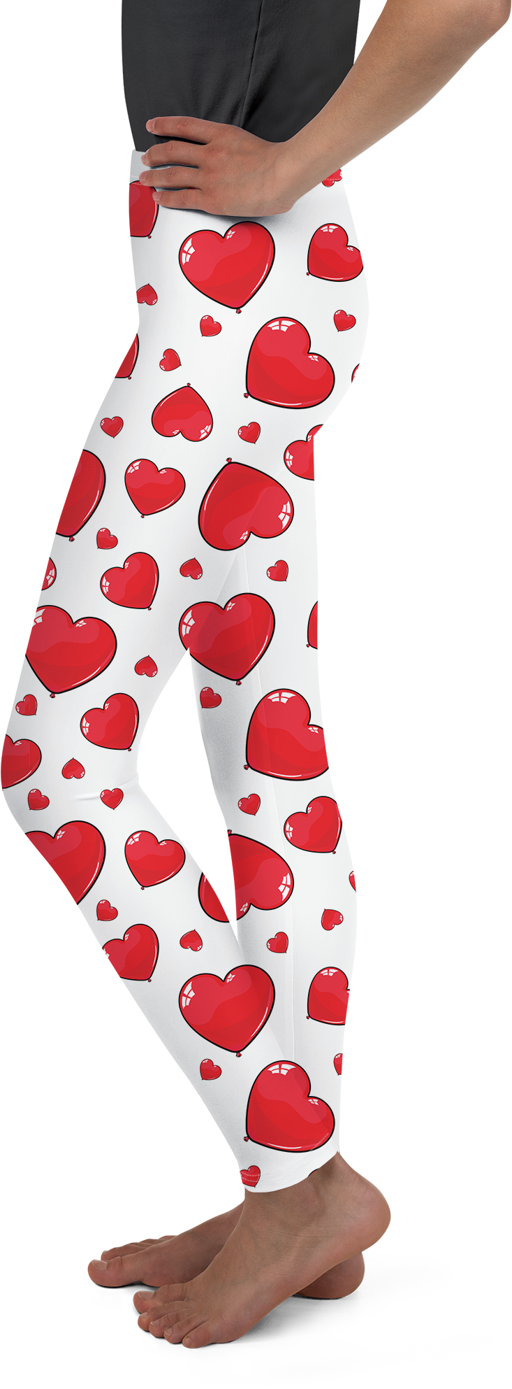 Red Heart Shaped Balloons Youth Leggings - Gearbunch