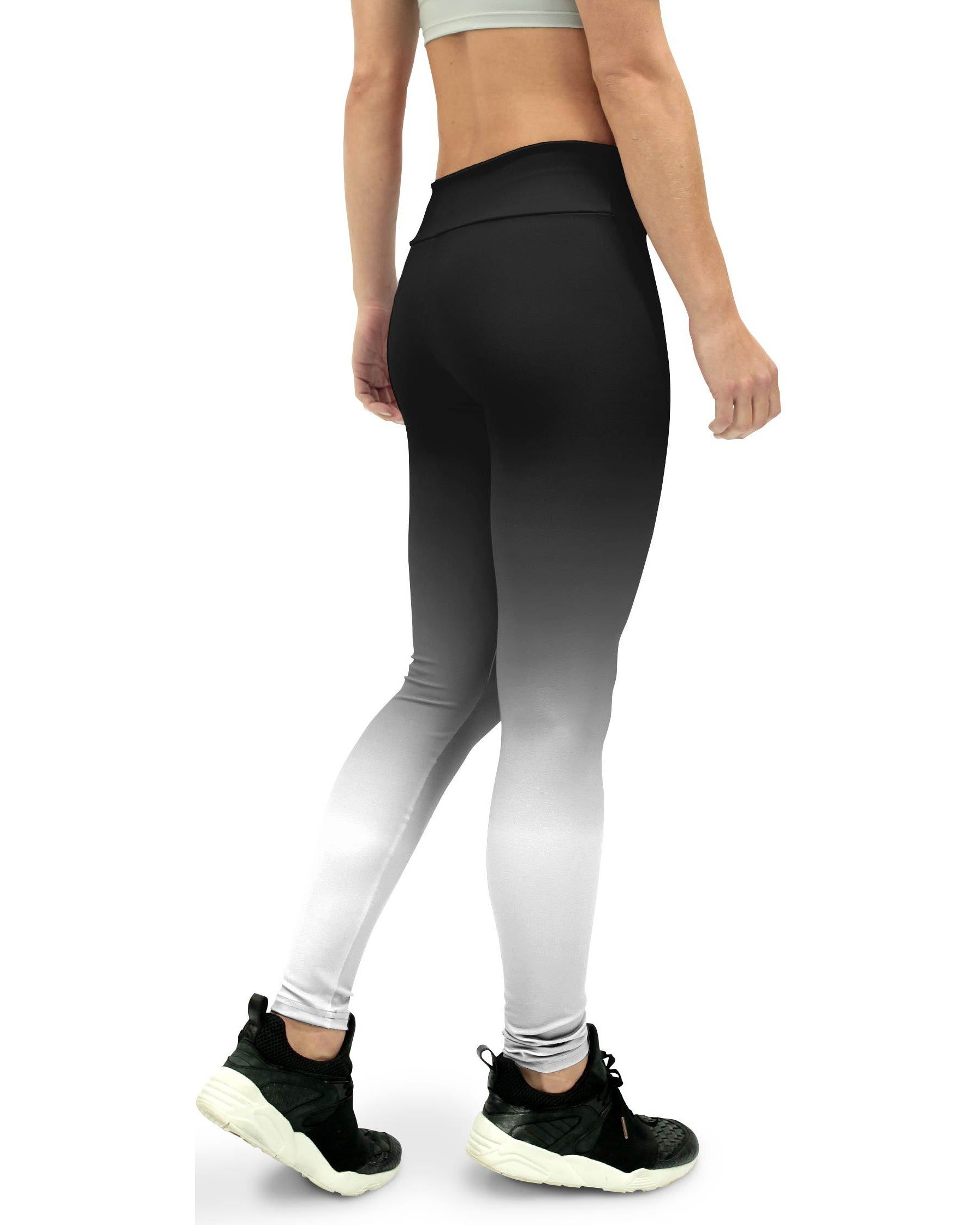 Ombre Black to White Womens Yoga Pants Gearbunch