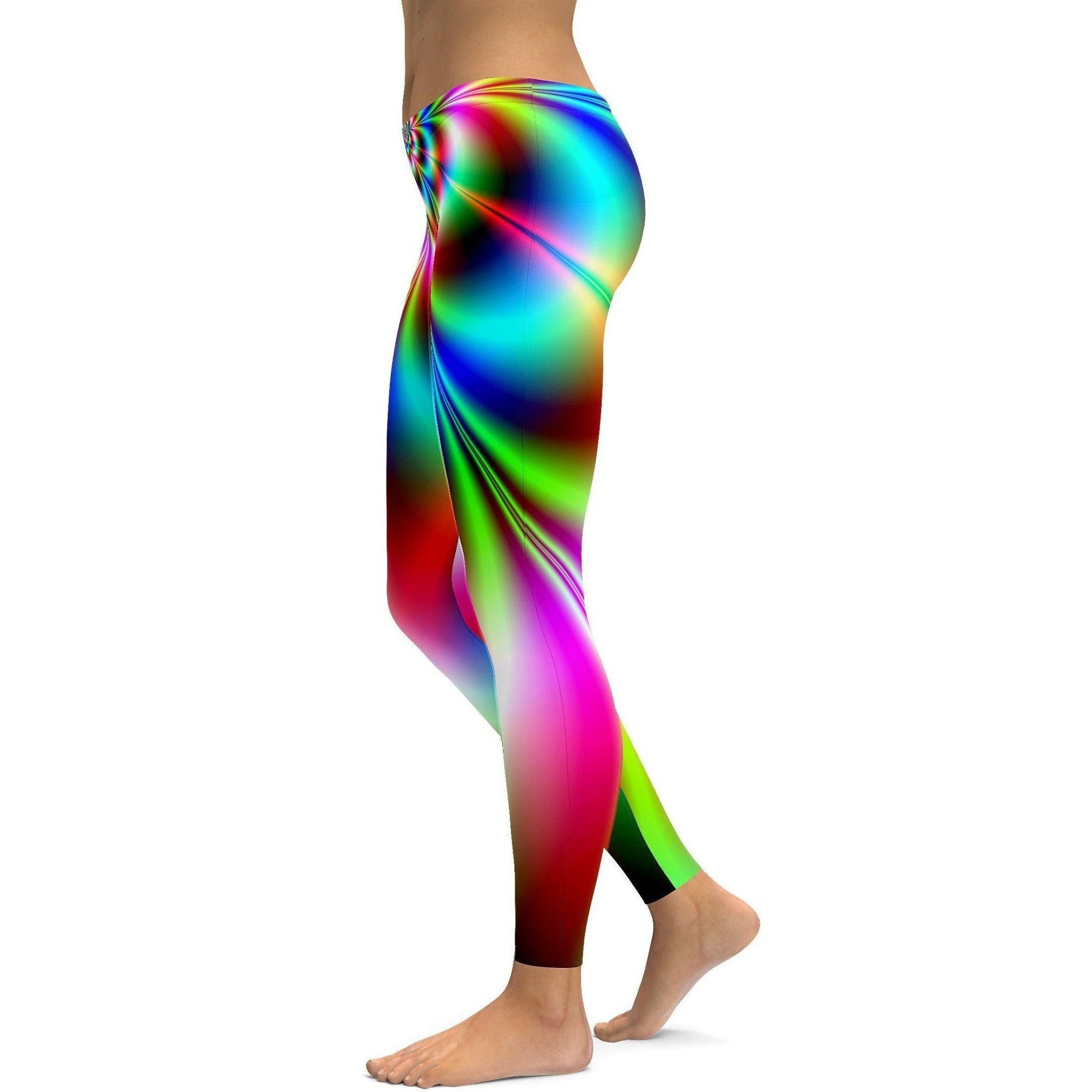 Womens Workout Yoga Psychedelic Neon Leggings Blue/Green/Purple | Gearbunch.com
