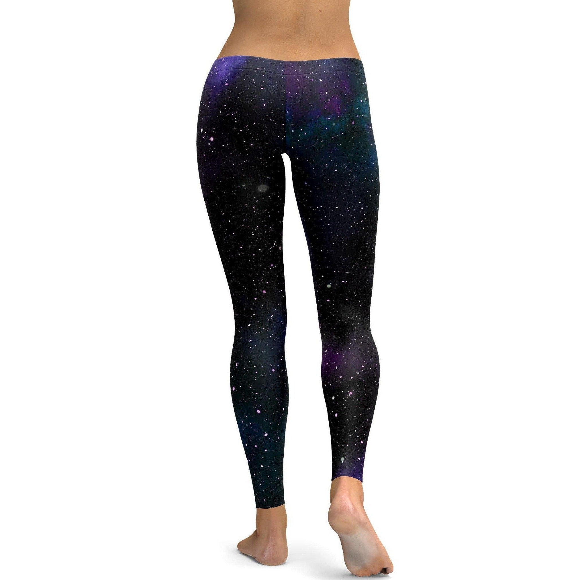 Womens Workout Yoga Purple Galaxy Leggings Blue/Black | GearBunch.com