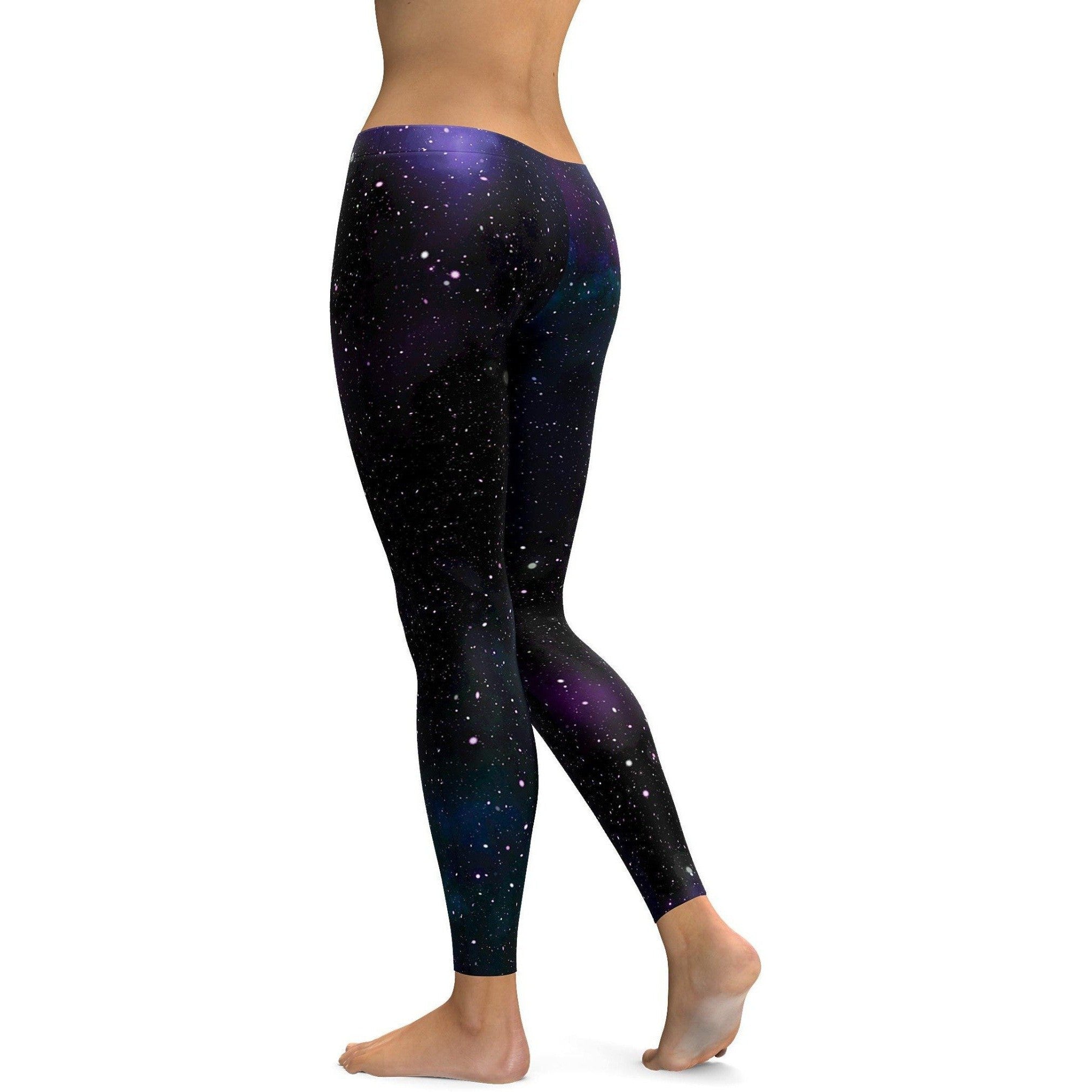 Womens Workout Yoga Purple Galaxy Leggings Blue/Black | GearBunch.com