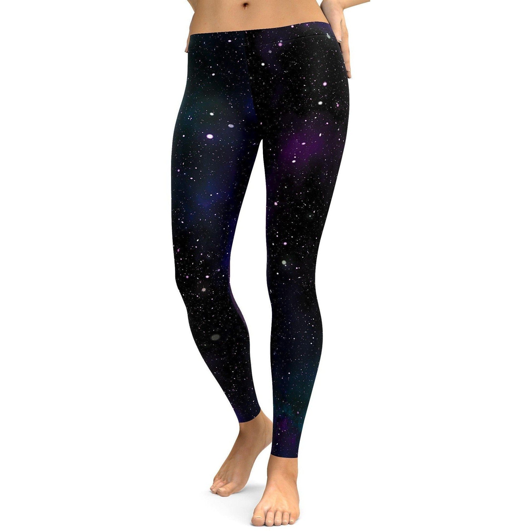Womens Workout Yoga Purple Galaxy Leggings Blue/Black | GearBunch.com