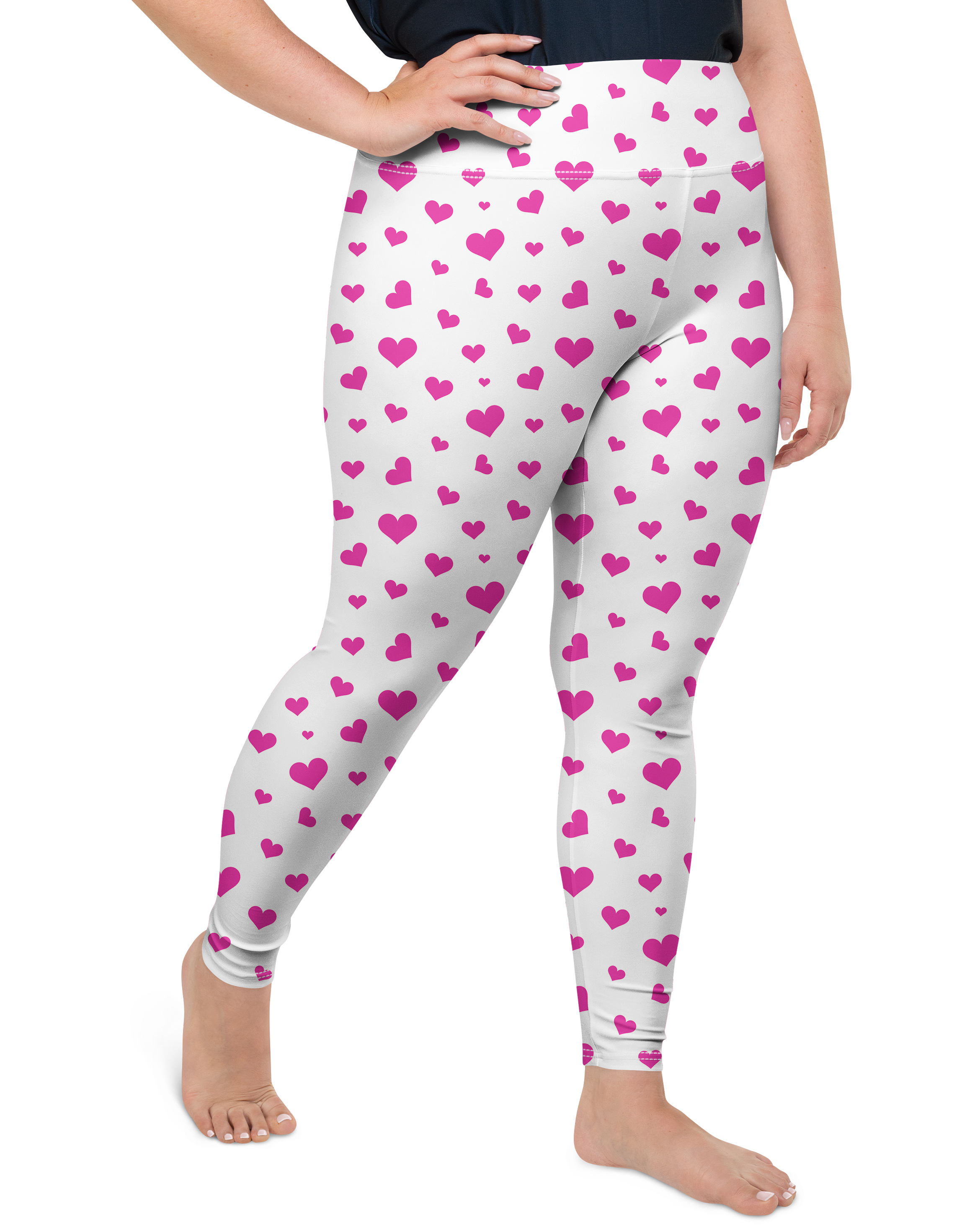 Pink Hearts Plus Size Leggings - Gearbunch