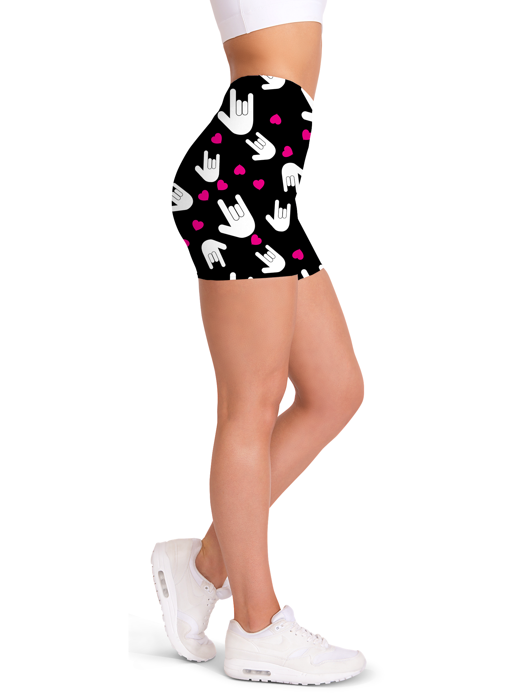 Sign Language I Love You Yoga Shorts - Gearbunch