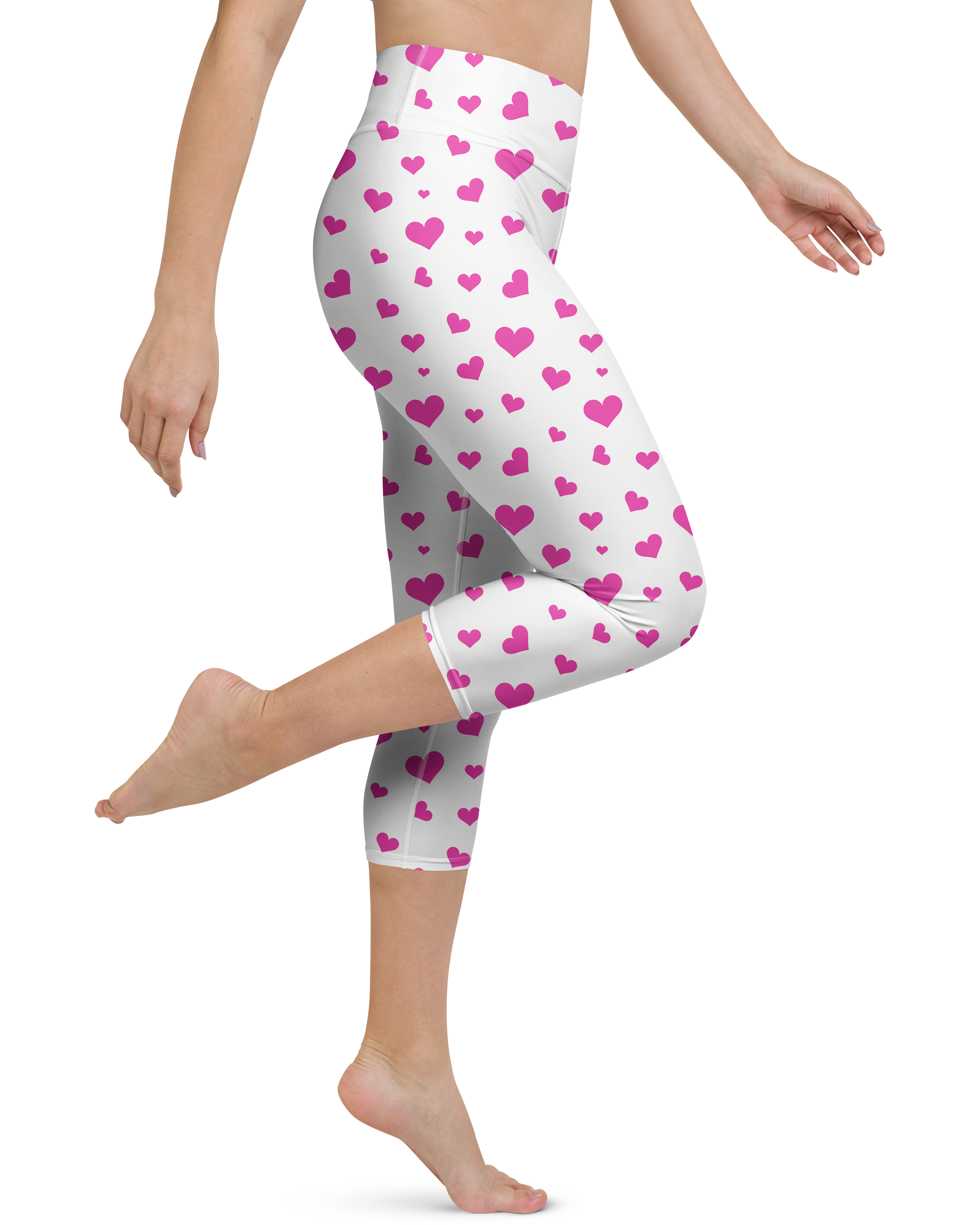 Pink Hearts Yoga Capris - Gearbunch