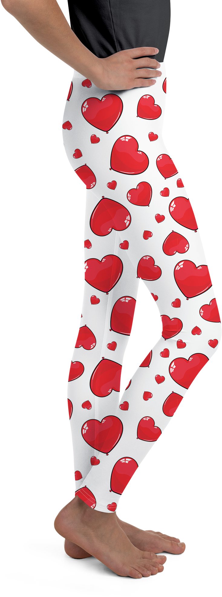 Red Heart Shaped Balloons Youth Leggings - Gearbunch