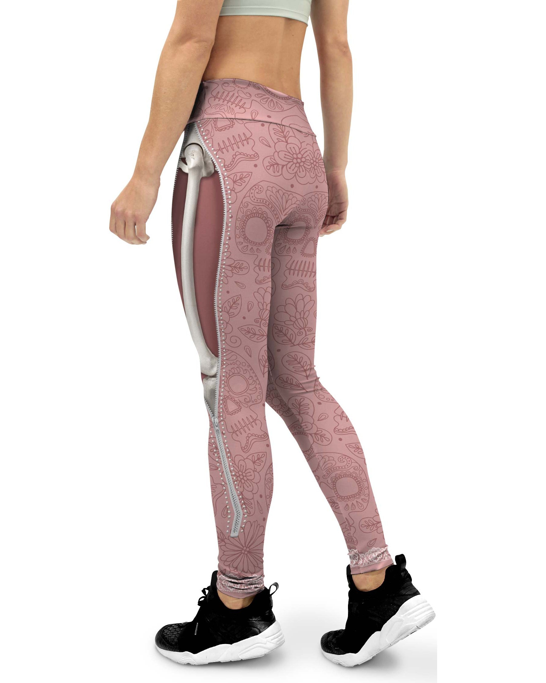 Realistic Skeleton with Zipper Yoga Pants | GearBunch