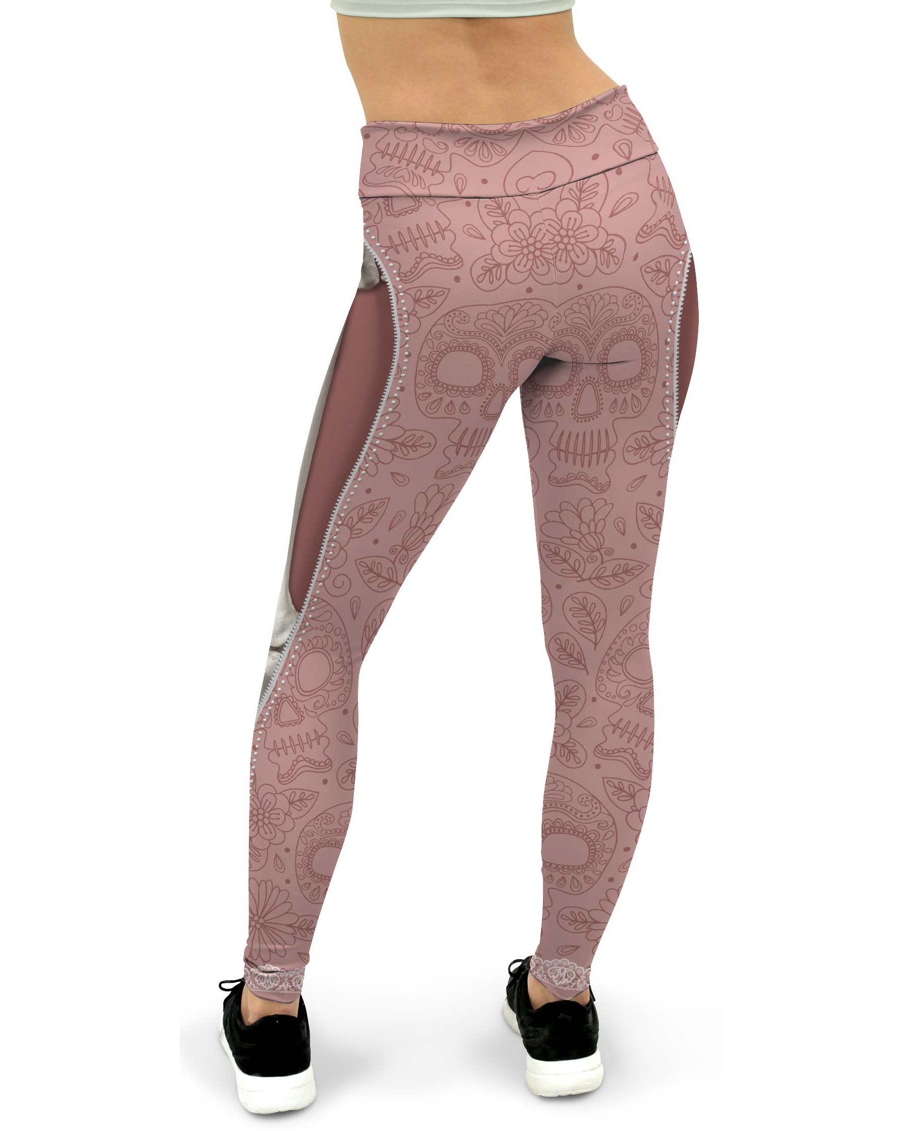 Realistic Skeleton with Zipper Yoga Pants | GearBunch