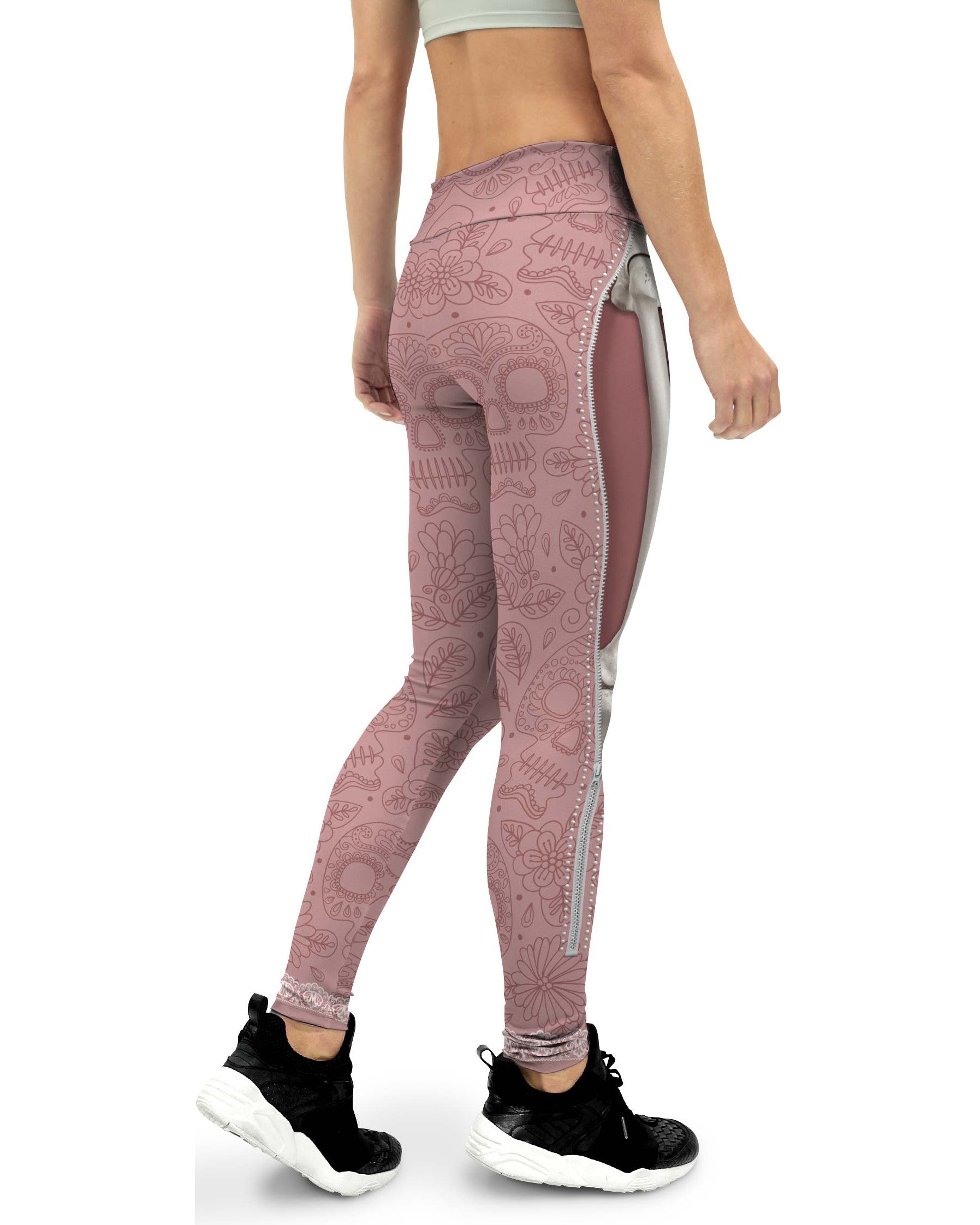 Realistic Skeleton with Zipper Yoga Pants | GearBunch