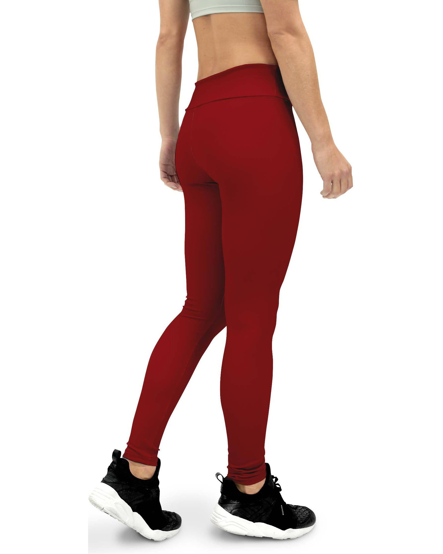 Solid Deep Red Yoga Pants | GearBunch