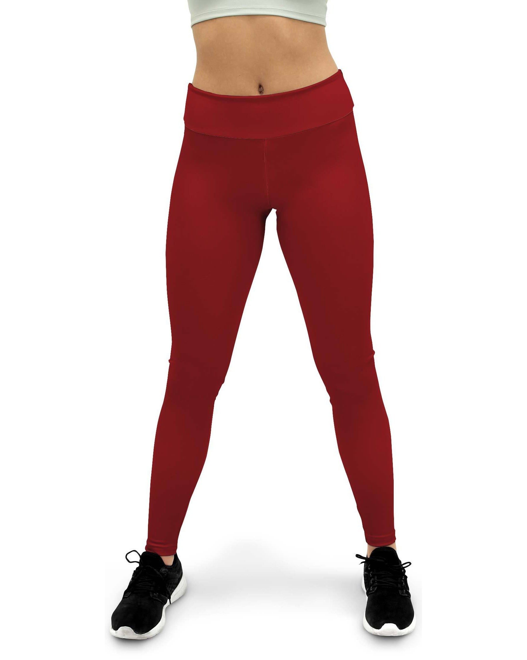 Solid Deep Red Yoga Pants | GearBunch