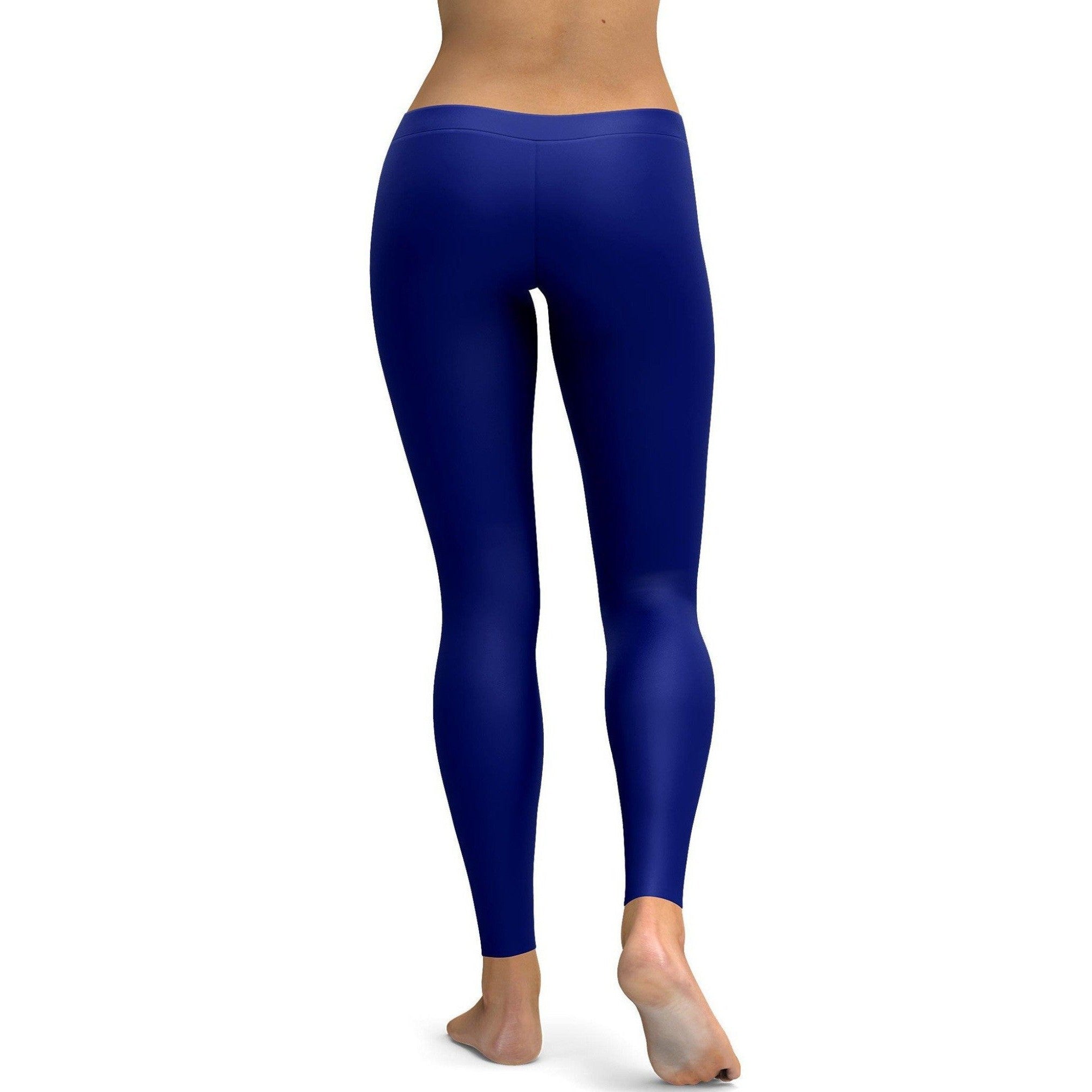 Womens Workout Yoga Solid Ocean Blue Leggings | Gear Bunch