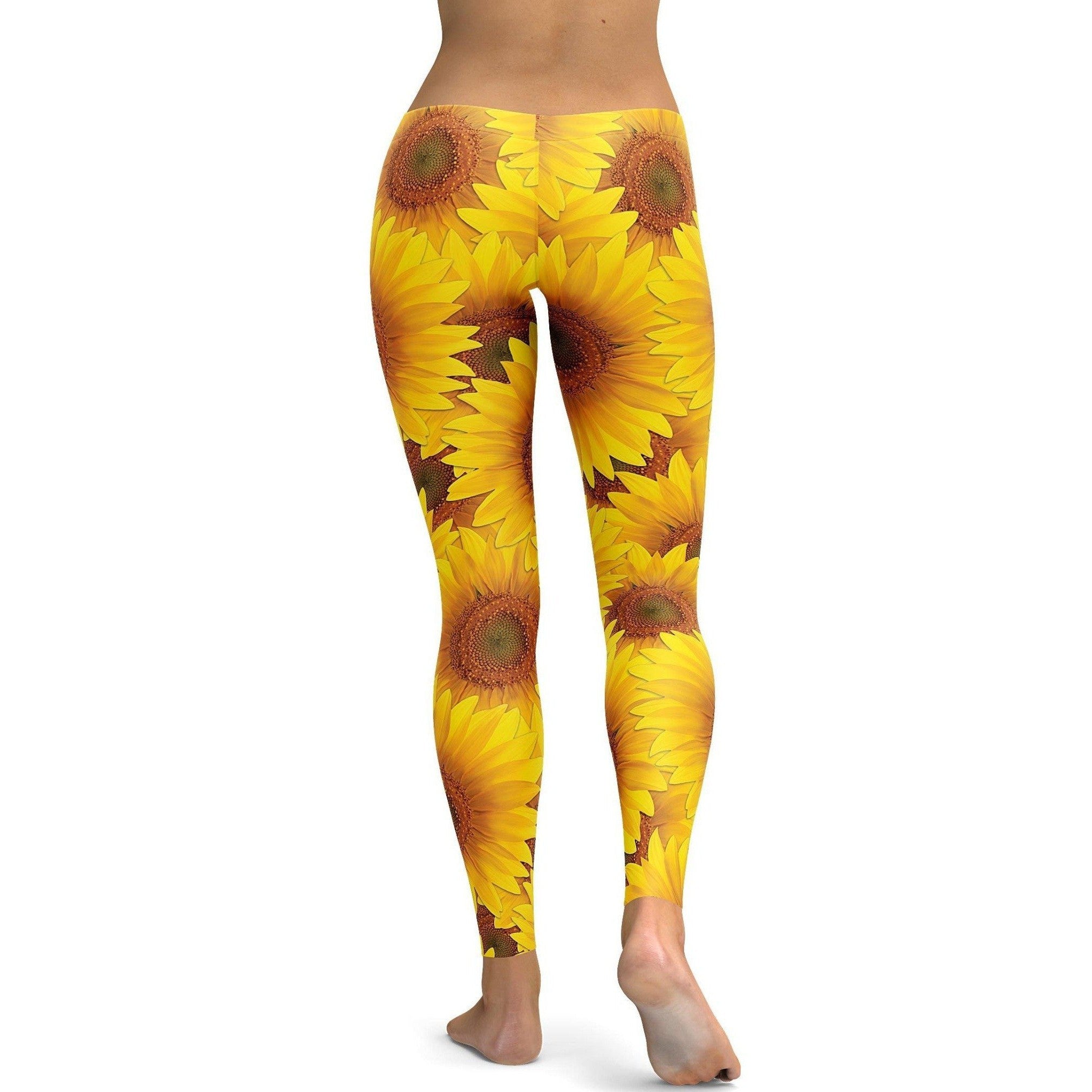 Womens Workout Yoga Sunflower Leggings Yellow/Orange | Gearbunch.com