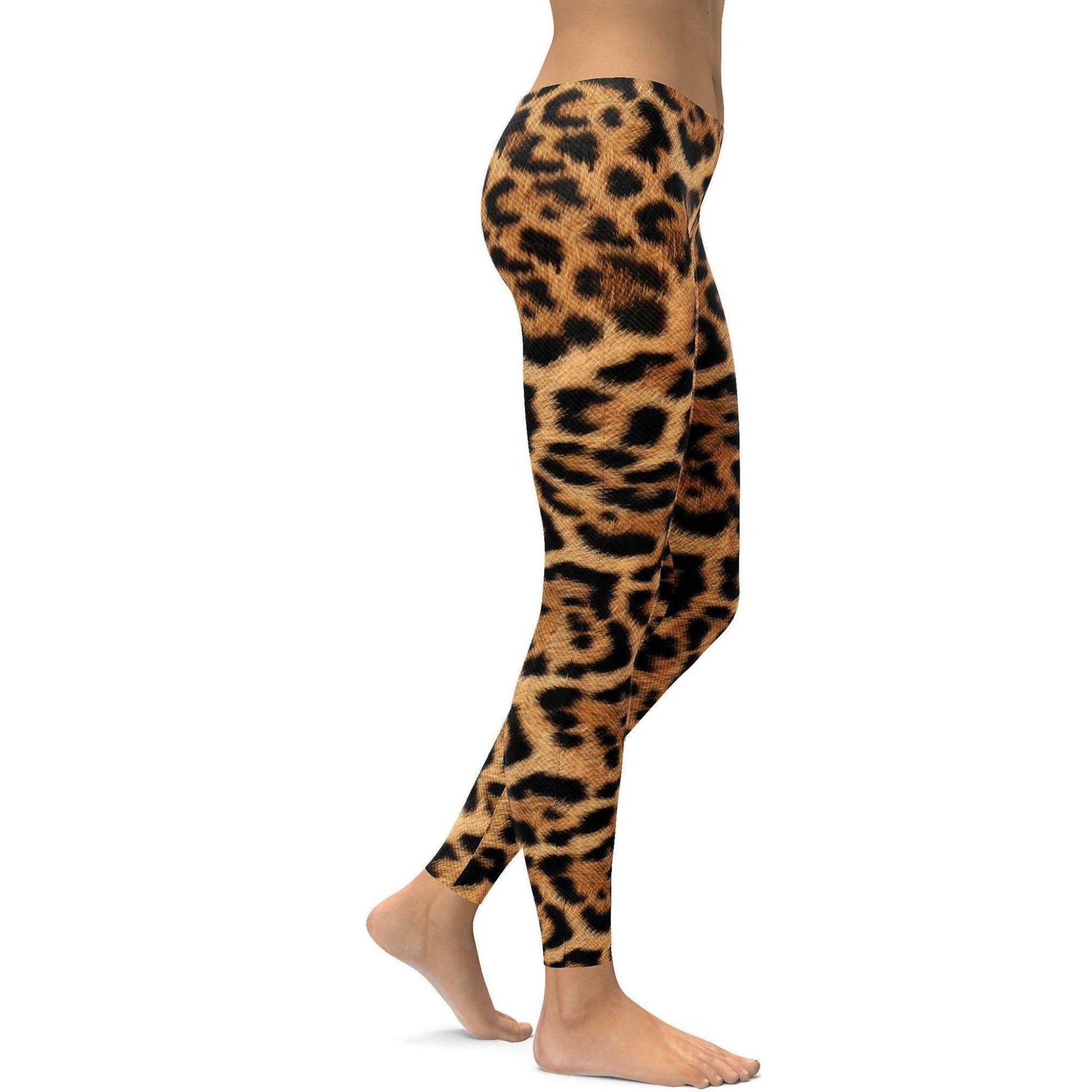 Womens Workout Yoga Leopard Skin Leggings Brown/Black | Gearbunch.com