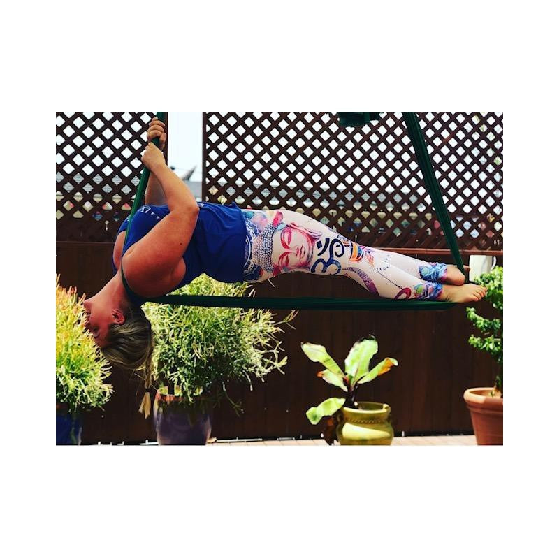 Womens Workout Yoga Watercolor OM Leggings Blue/Pink/White | Gearbunch.com