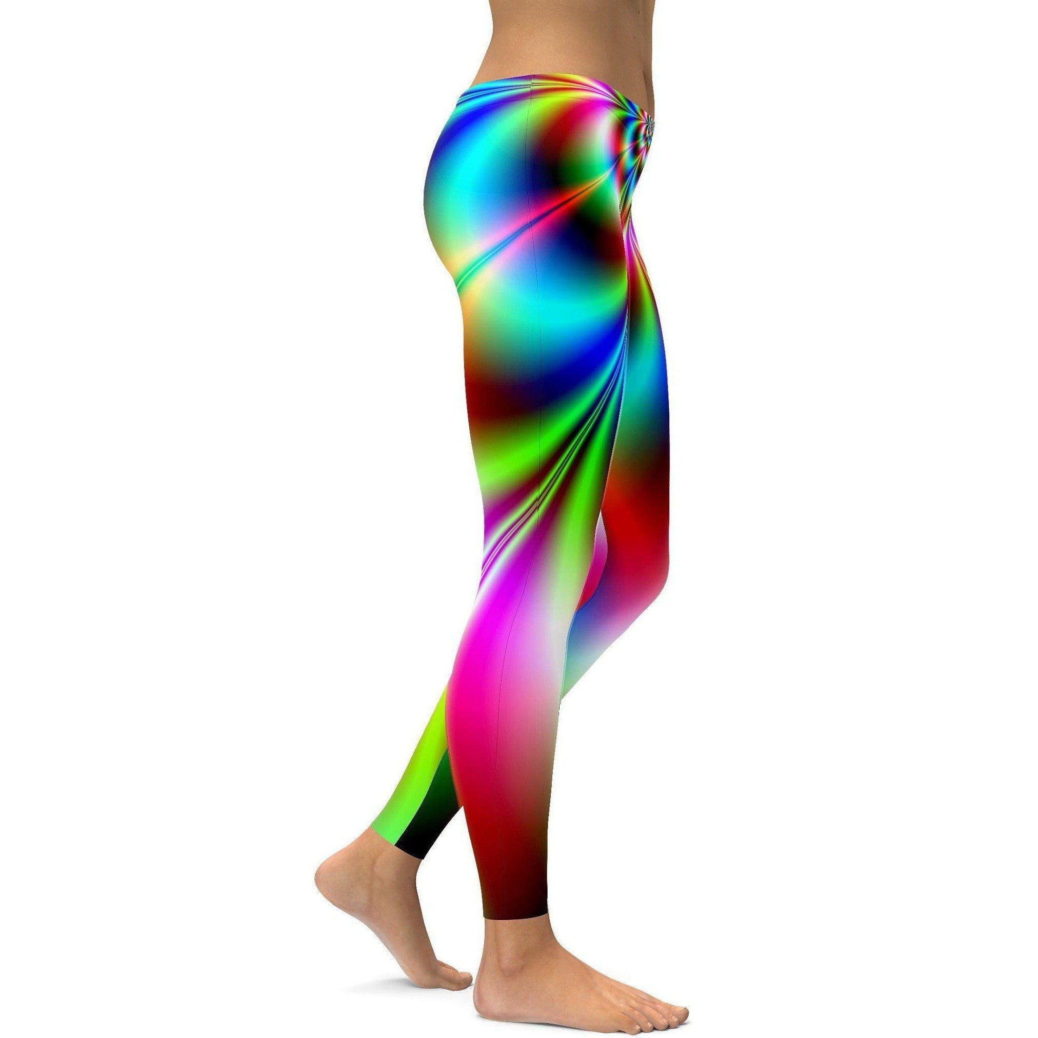 Womens Workout Yoga Psychedelic Neon Leggings Blue/Green/Purple | Gearbunch.com