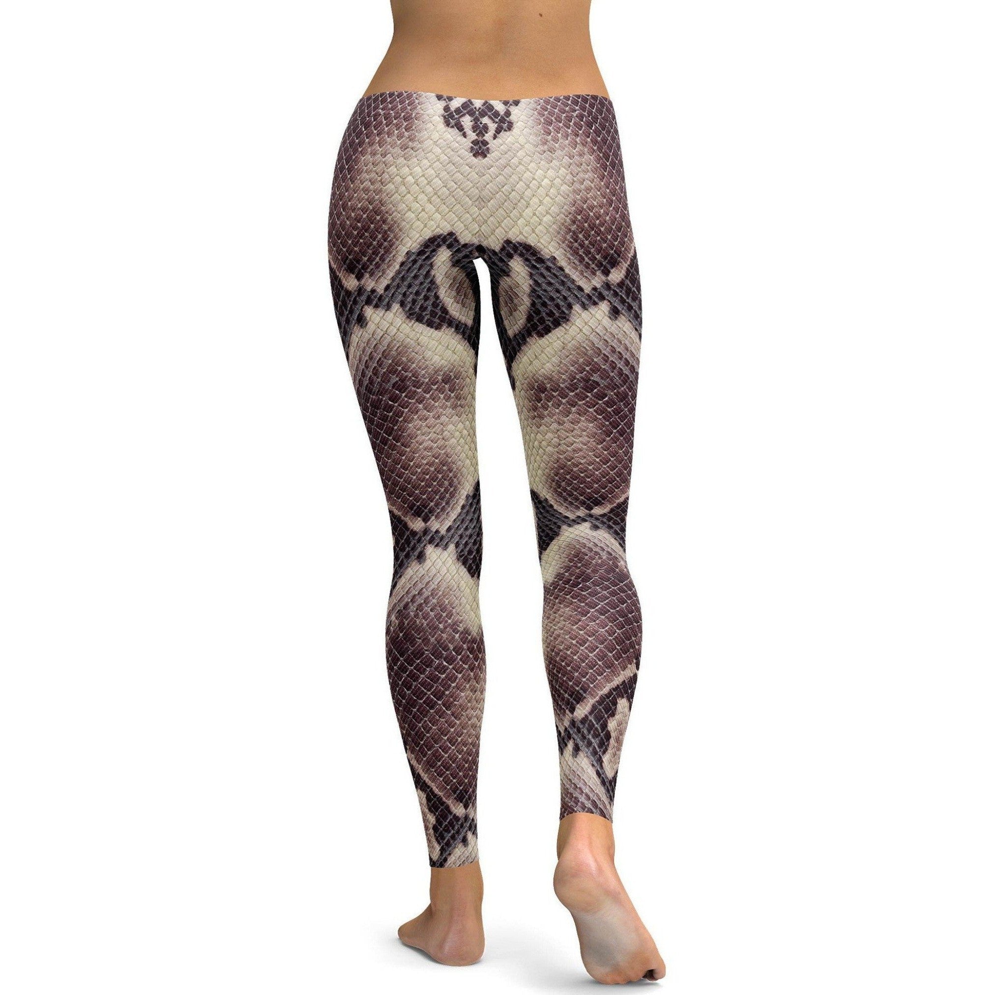 Womens Workout Yoga Anaconda Snake Skin Leggings Black/White/Brown | Gearbunch.com