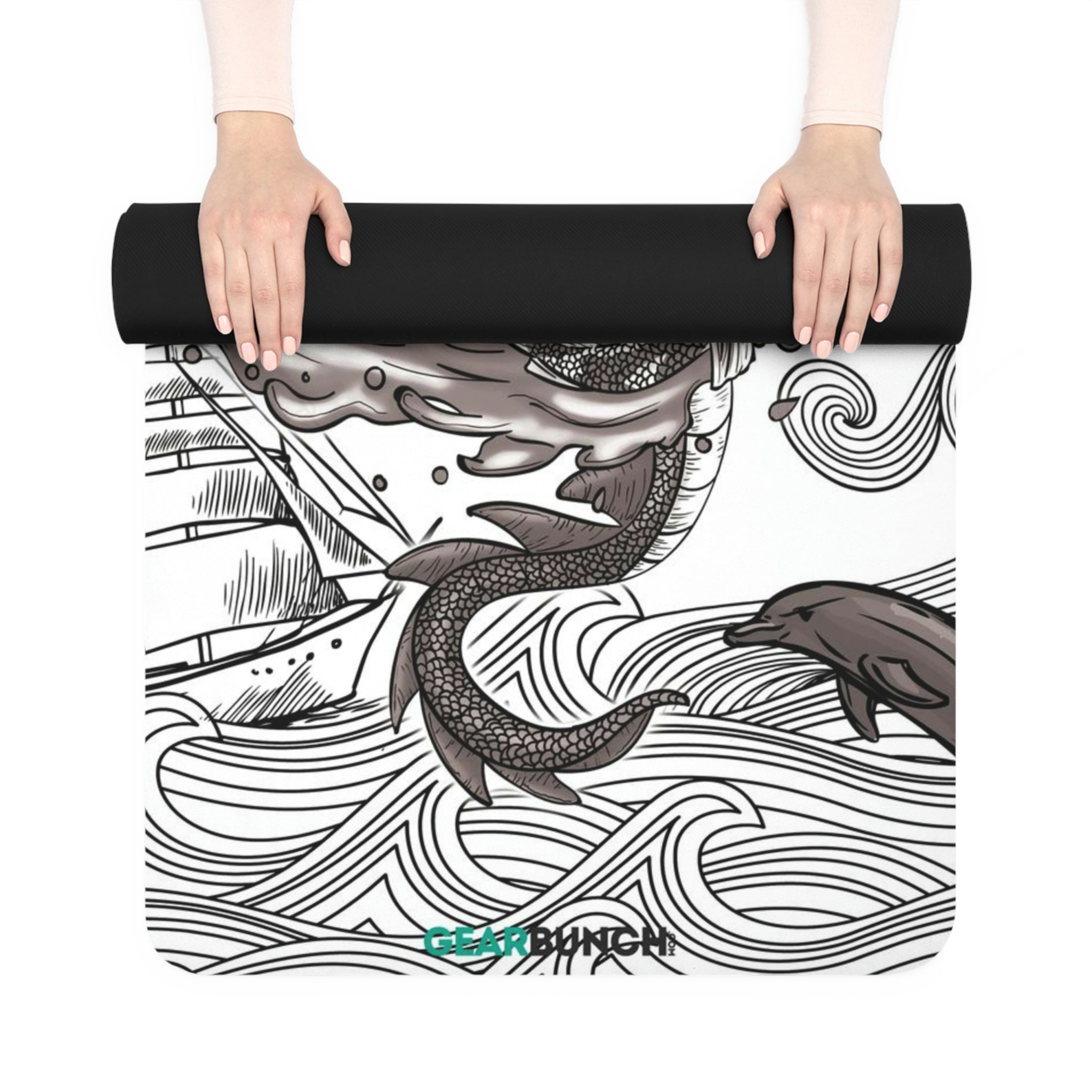 GearBunch Black & White Tattooed Dragon Yoga Mat