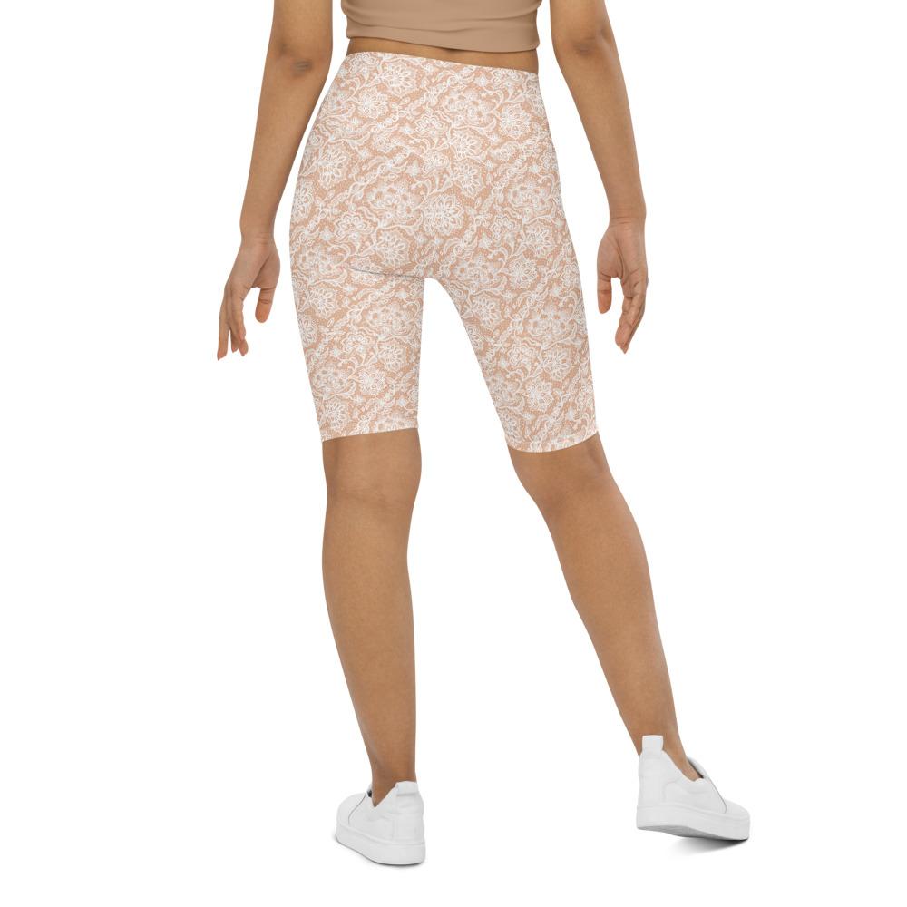 Womens Bike Shorts White Faux Lace | Gearbunch.com