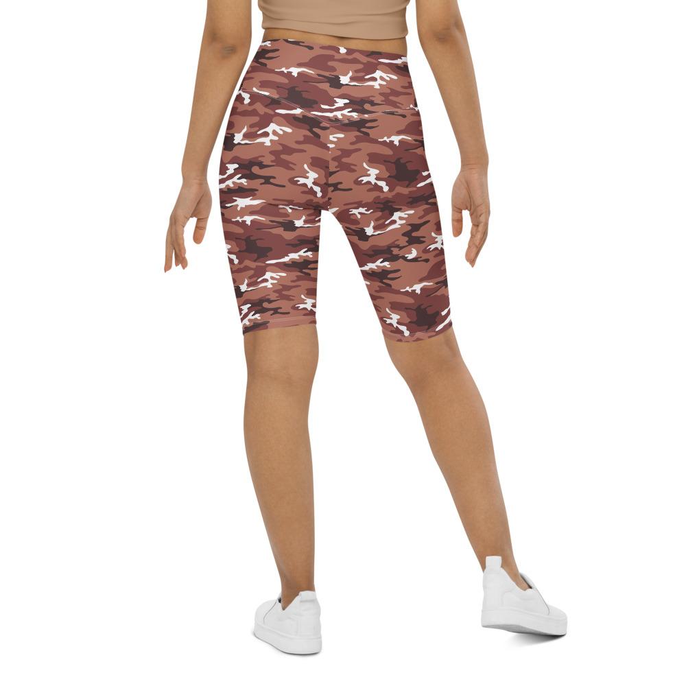 Womens Bike Shorts Brown Camo Brown/White | Gearbunch.com