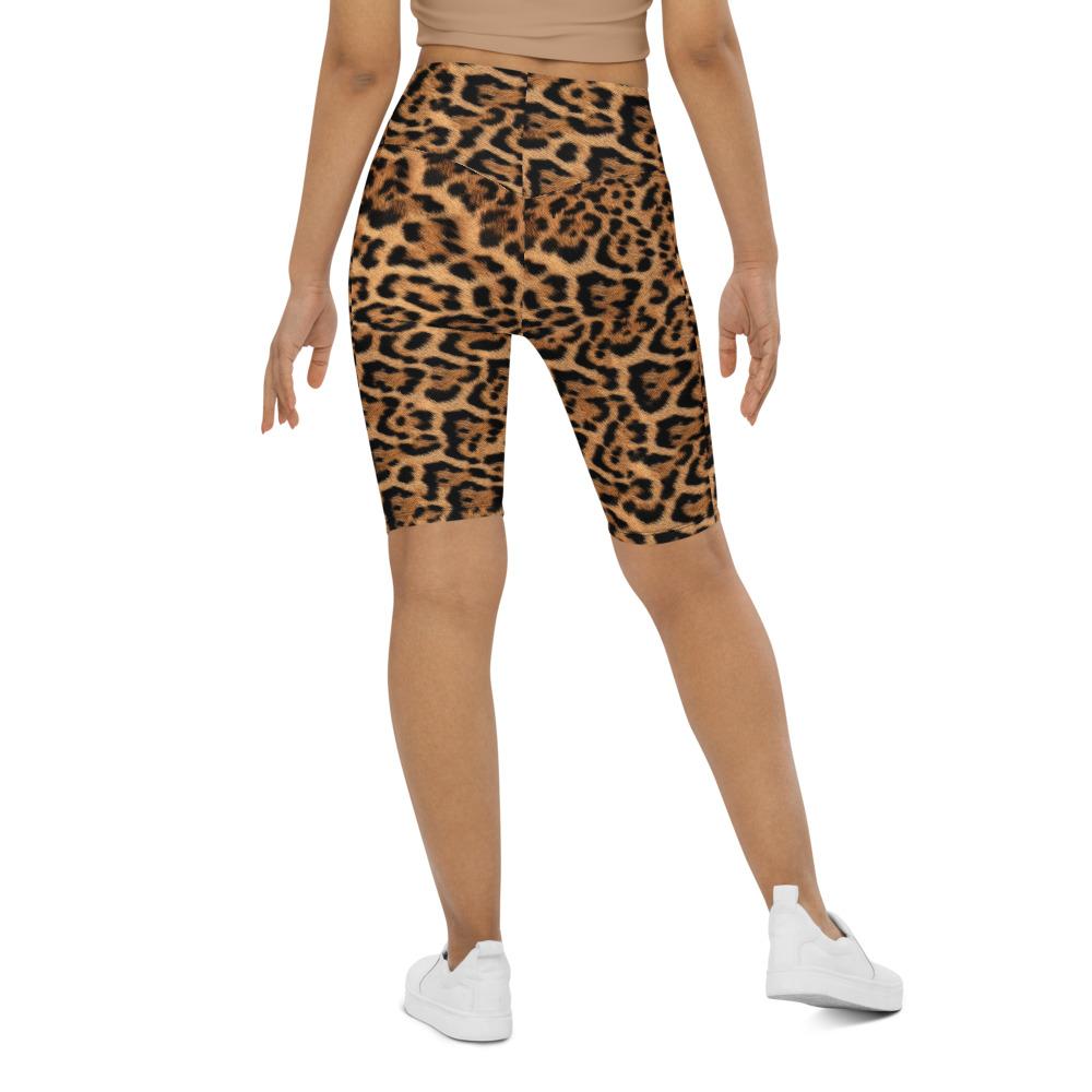 Womens Leopard Skin Bike Shorts Brown/Black | Gearbunch.com