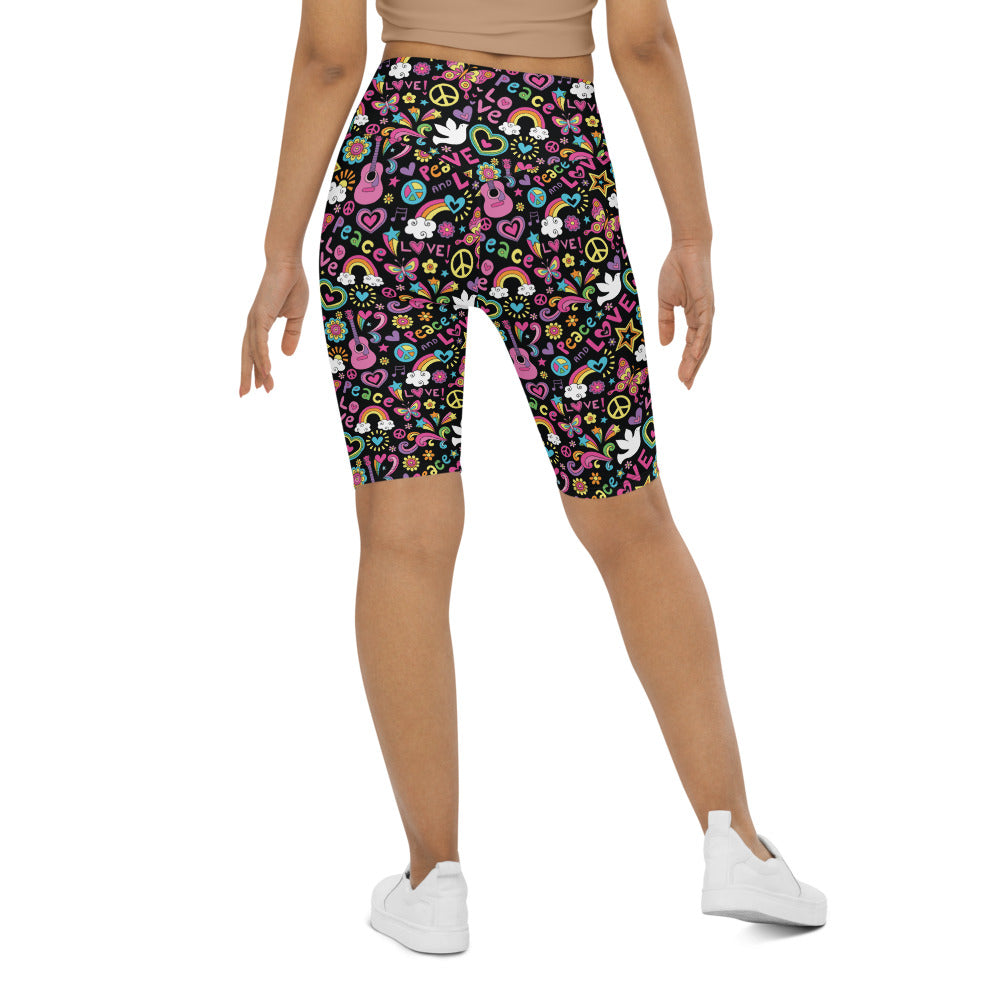 Peace and Love Bike Shorts | GearBunch