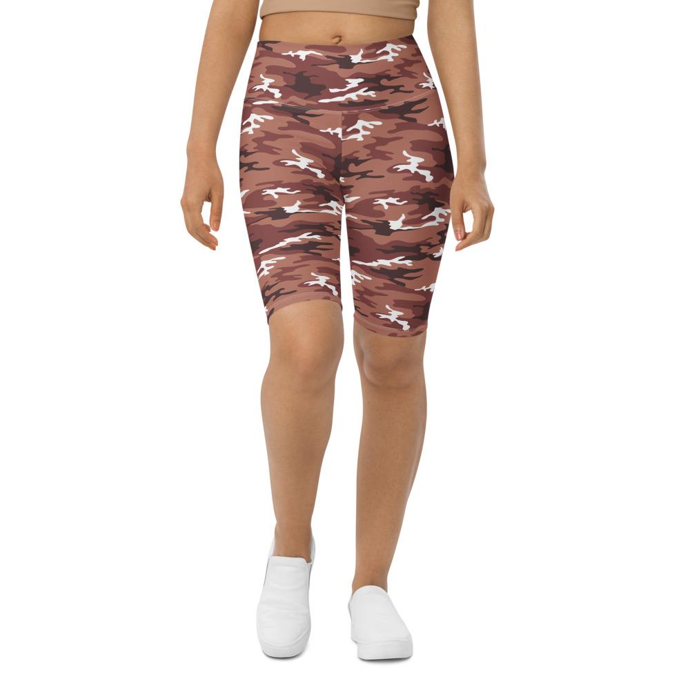 Womens Bike Shorts Brown Camo Brown/White | Gearbunch.com