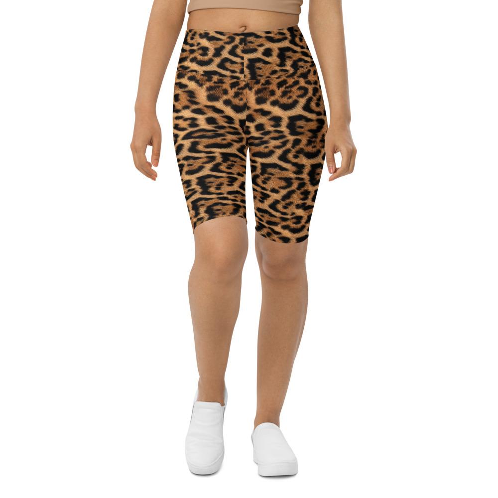 Womens Leopard Skin Bike Shorts Brown/Black | Gearbunch.com
