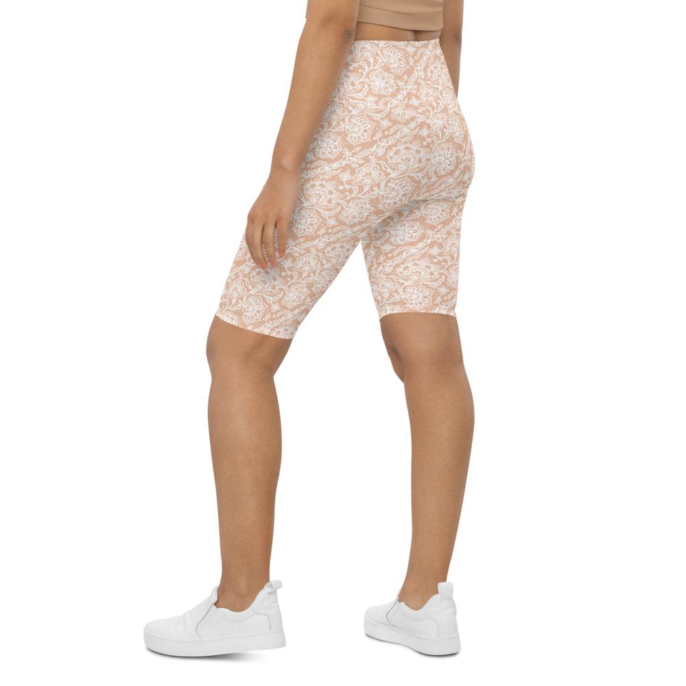 Womens Bike Shorts White Faux Lace | Gearbunch.com