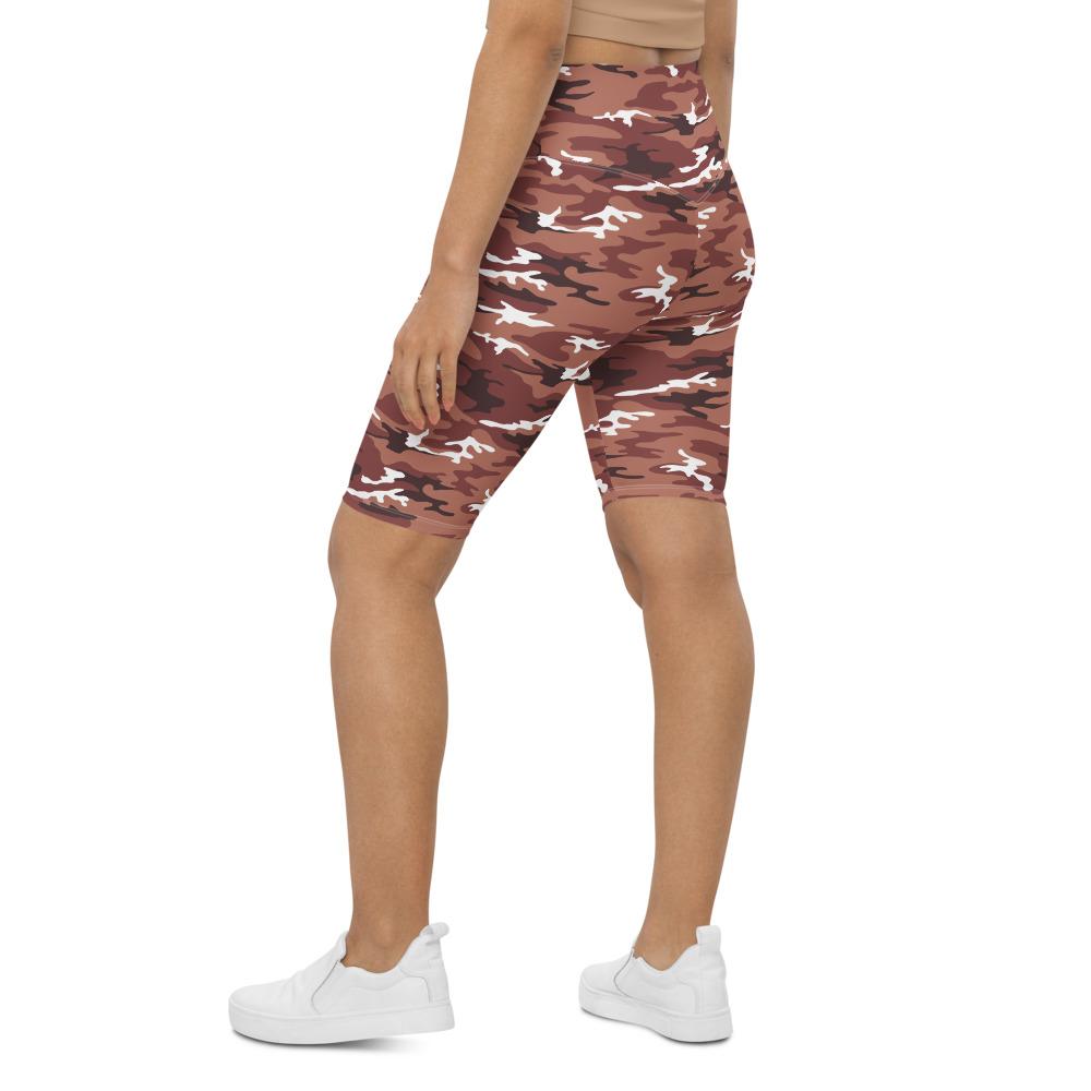 Womens Bike Shorts Brown Camo Brown/White | Gearbunch.com
