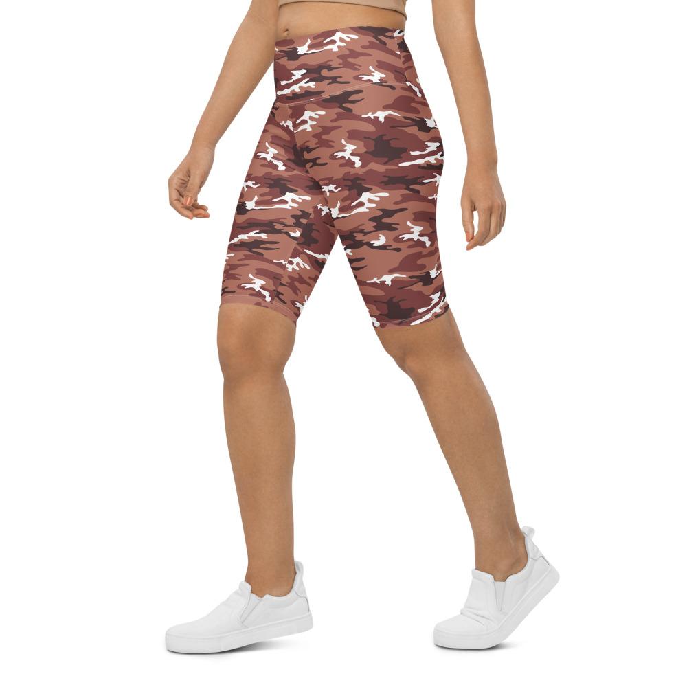 Womens Bike Shorts Brown Camo Brown/White | Gearbunch.com