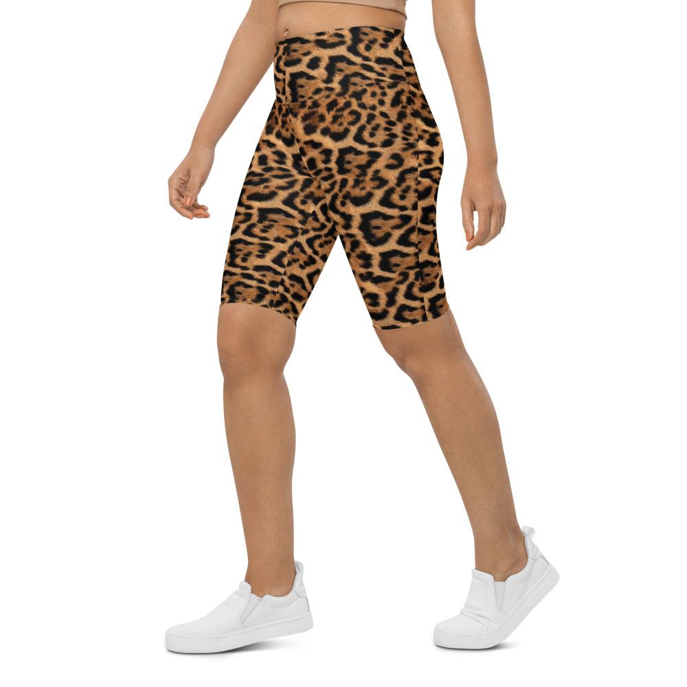 Womens Leopard Skin Bike Shorts Brown/Black | Gearbunch.com