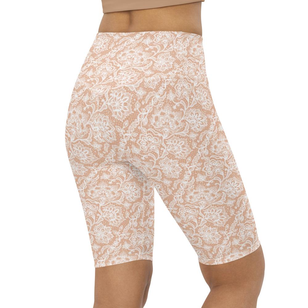 Womens Bike Shorts White Faux Lace | Gearbunch.com
