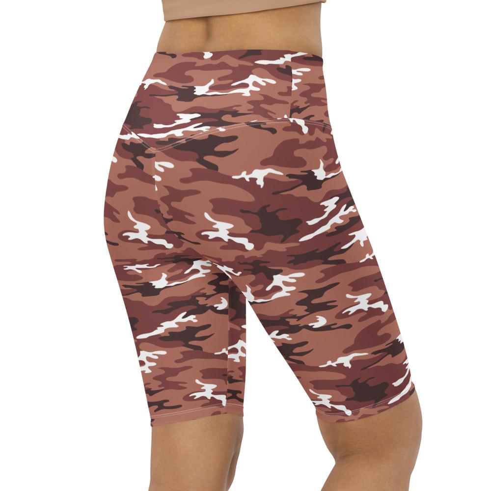 Womens Bike Shorts Brown Camo Brown/White | Gearbunch.com